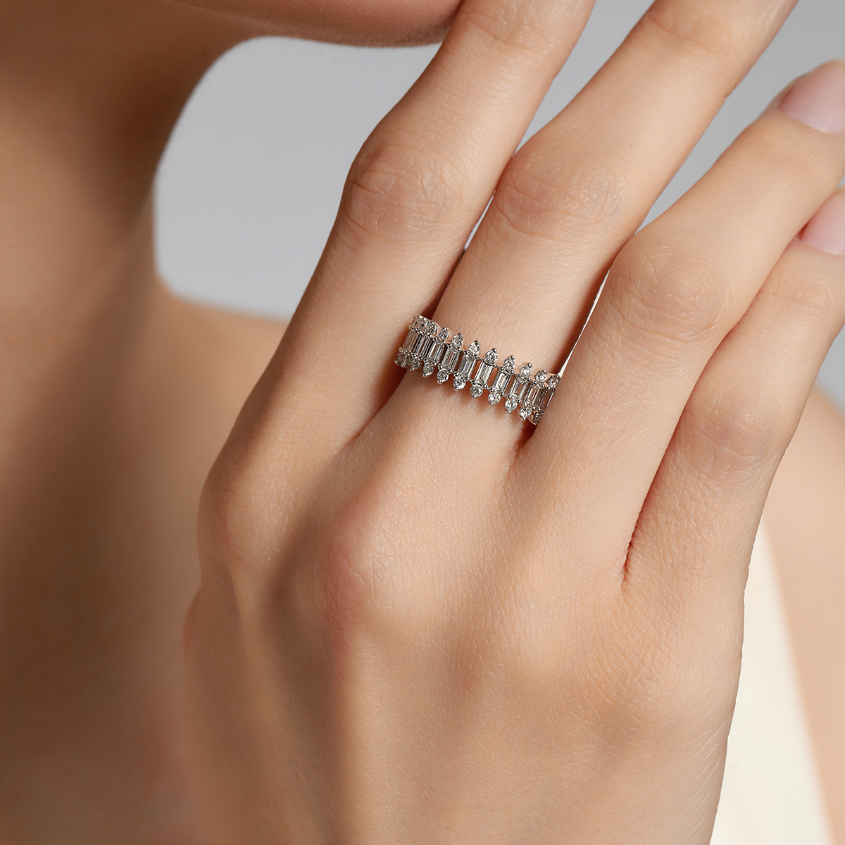 1.5 Carat Total Weight Baguette Eternity Lab Grown Diamond Anniversary Band Wedding Ring-Light Mark