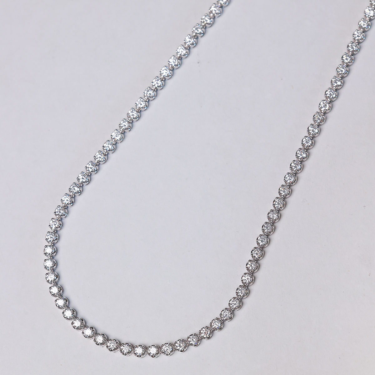 6.7 Carat Total Weight Round Cut Lab Grown Diamond Classic Tennis Necklace-Light Mark