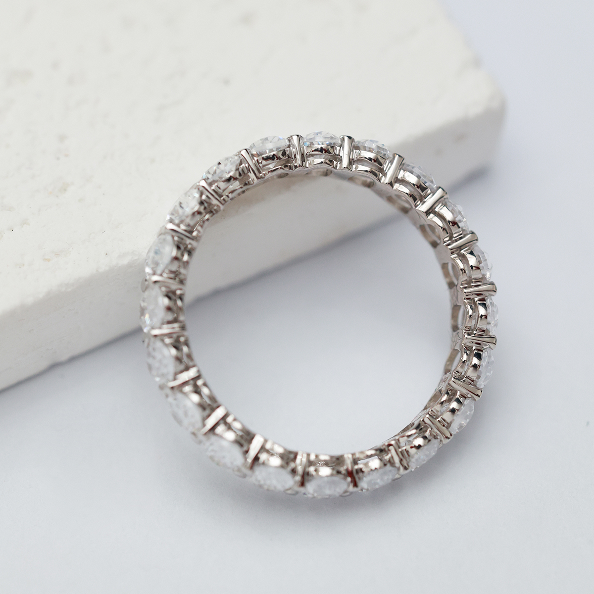 3 Carat Total Weight Oval Cut Lab Grown Diamond Full Eternity Wedding Ring Anniversary Band-Light Mark