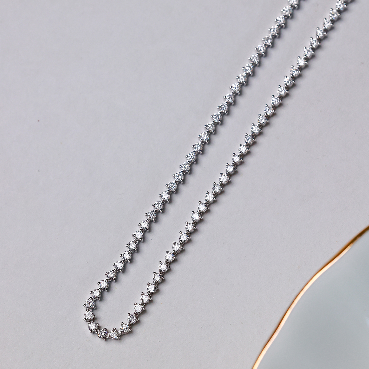 4.4 Carat Total Weight Brilliant Round Cut Lab Grown Diamond Tennis Necklace in 18k White Gold