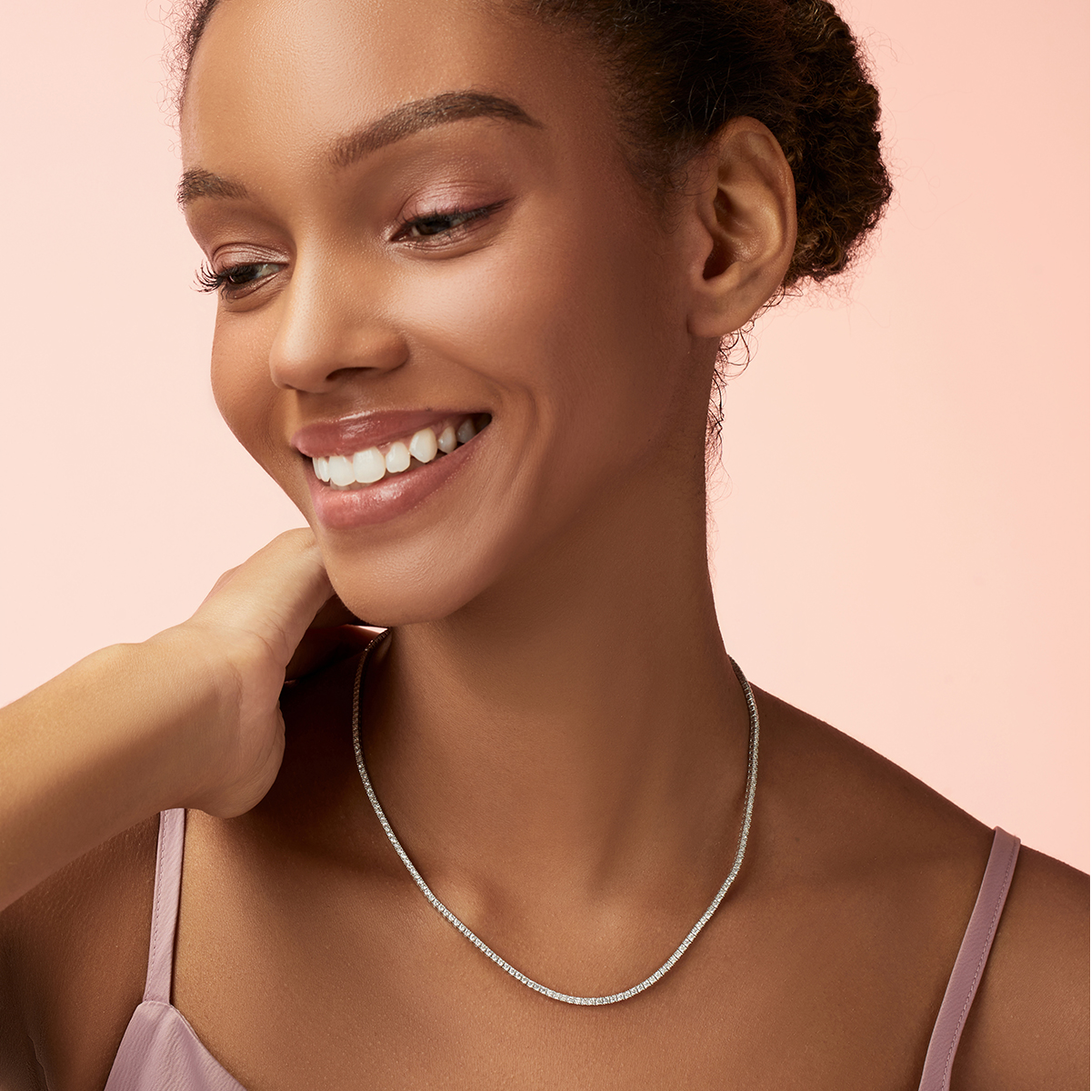 5.3 Carat Total Weight Brilliant Round Cut Lab Grown Diamond Tennis Necklace-Light Mark
