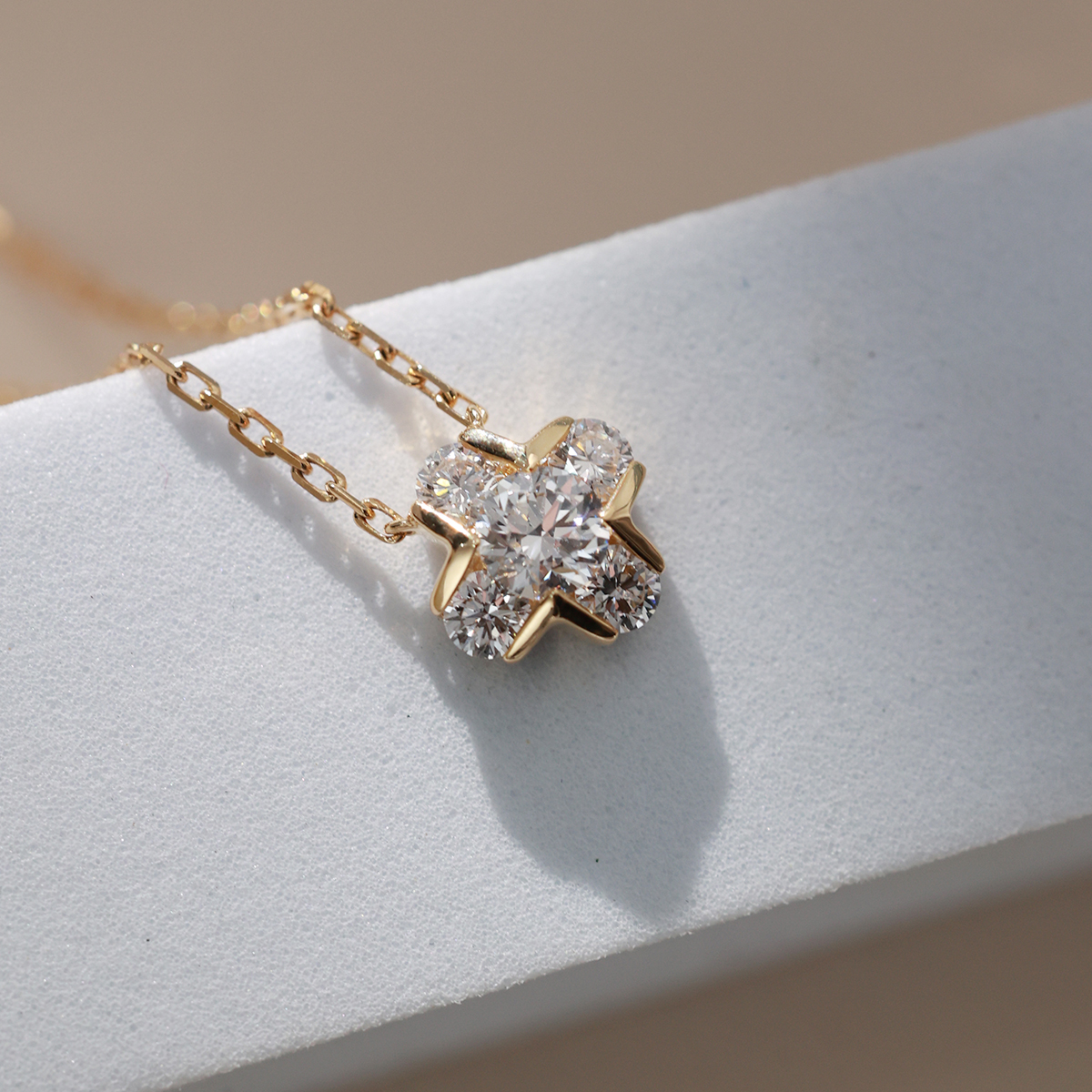 0.7 carat total weight brilliant round cut lab grown diamond Cross Pendant necklace in 18 rose gold