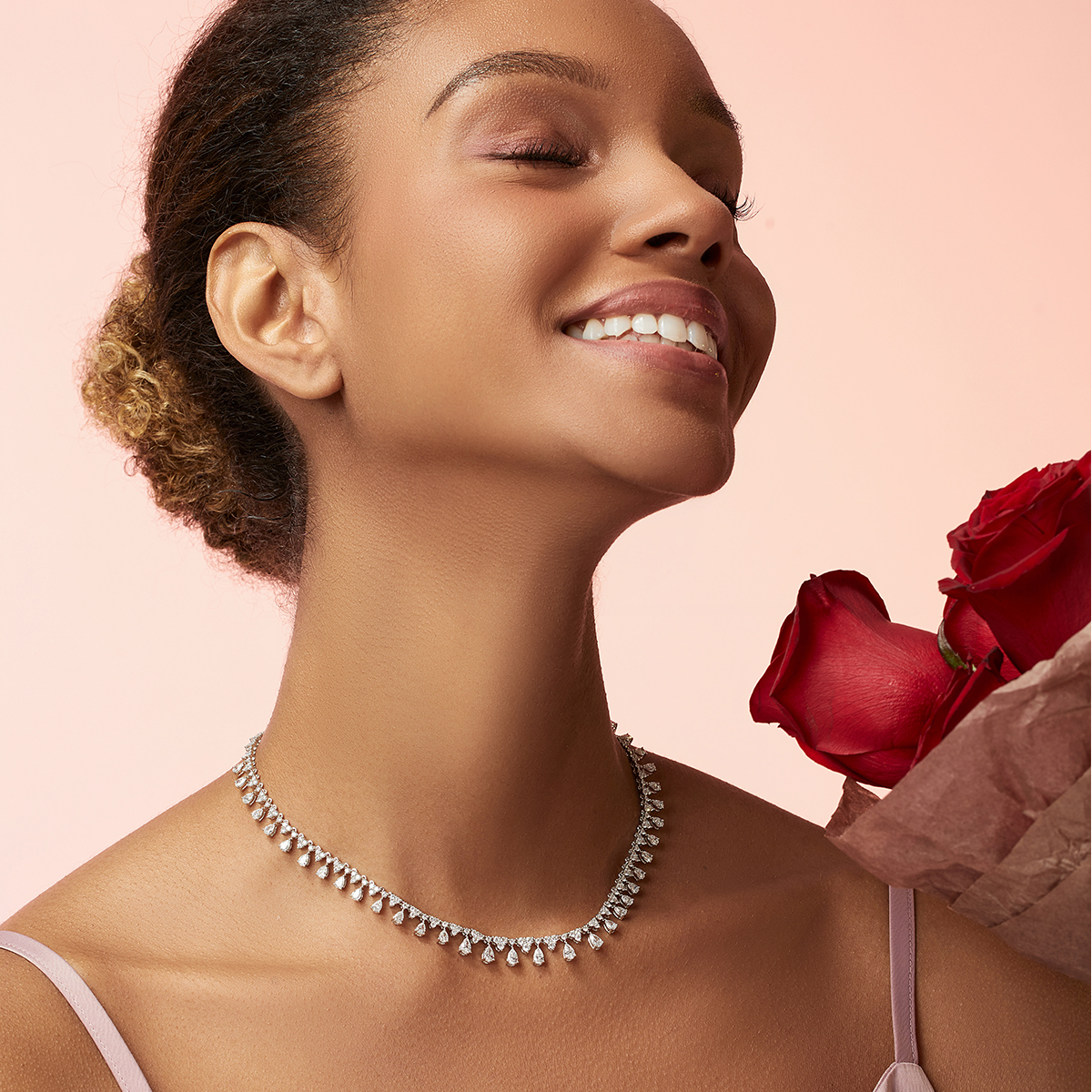  9 Carat Total Weight Mixed Cut Graduating Lab Grown Diamond Dangle Necklace in 18k White Gold