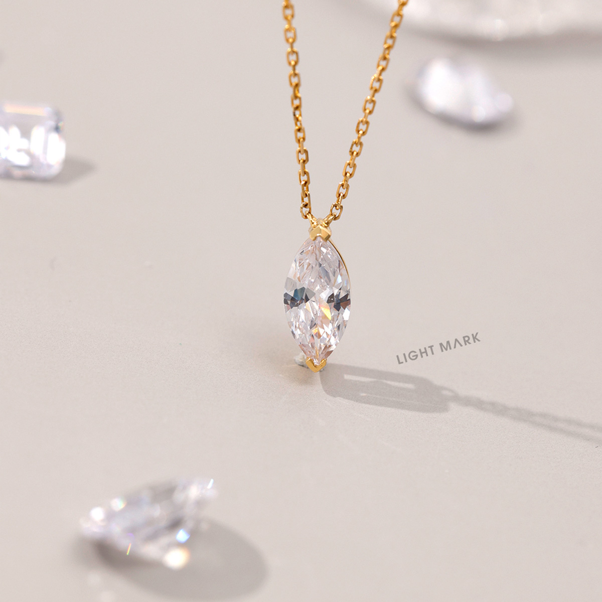 Marquise Cut Lab Grown Diamond Solitaire Pendant Necklace in 18k Gold ( 0.3 Ct Tw)