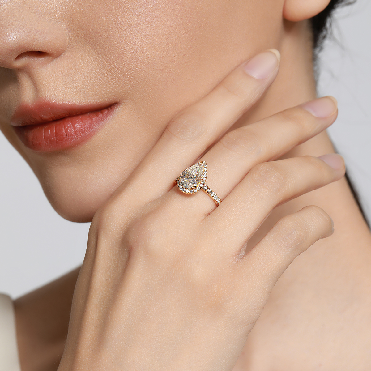 IGI Certificated 3 ct. Halo Pear Cut Lab Grown Diamond Engagement Ring  (3.5 Ct. Tw)