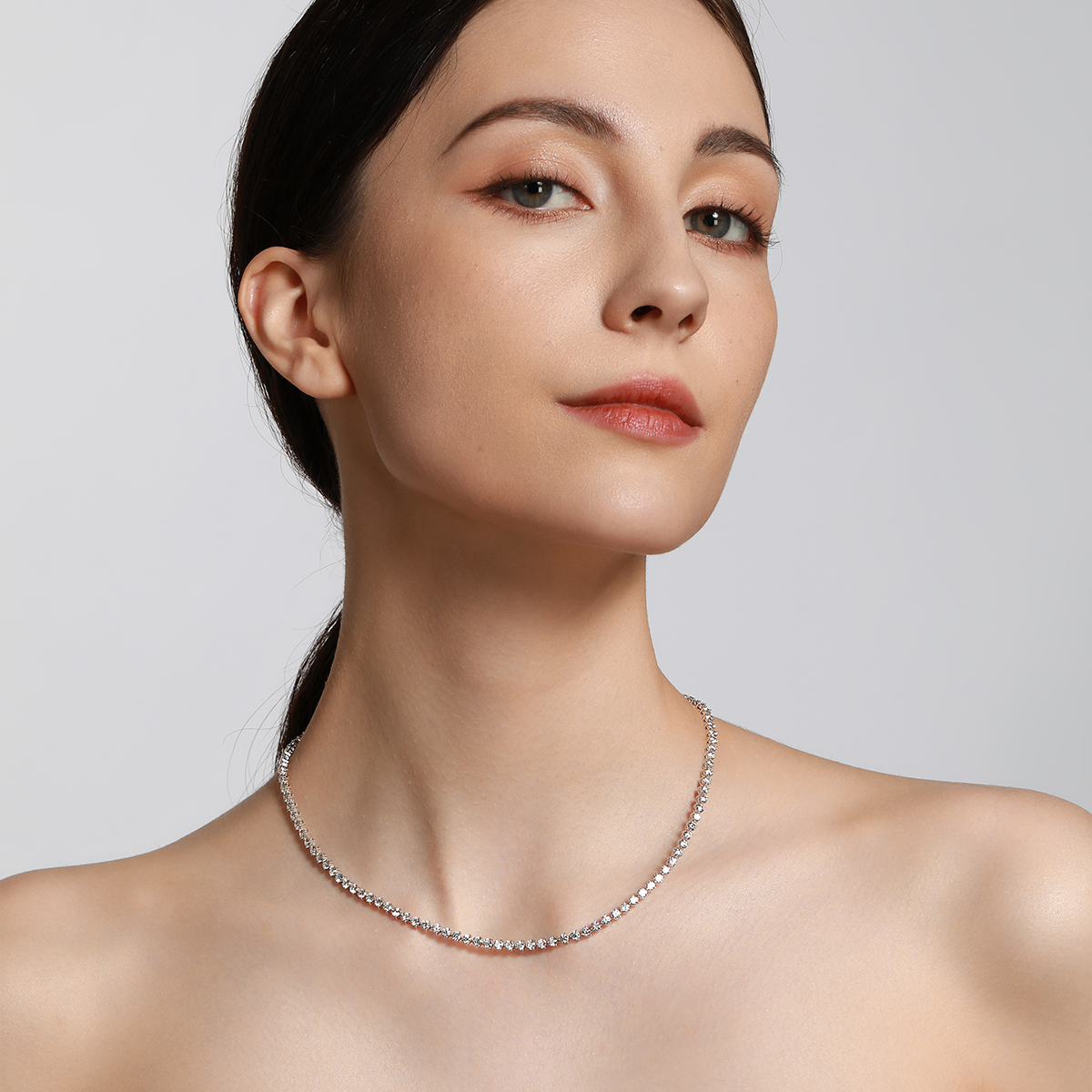 10.7 Total Carat Weight Brilliant Round Cut Lab Grown Diamond Diamond Tennis Necklace-Light Mark