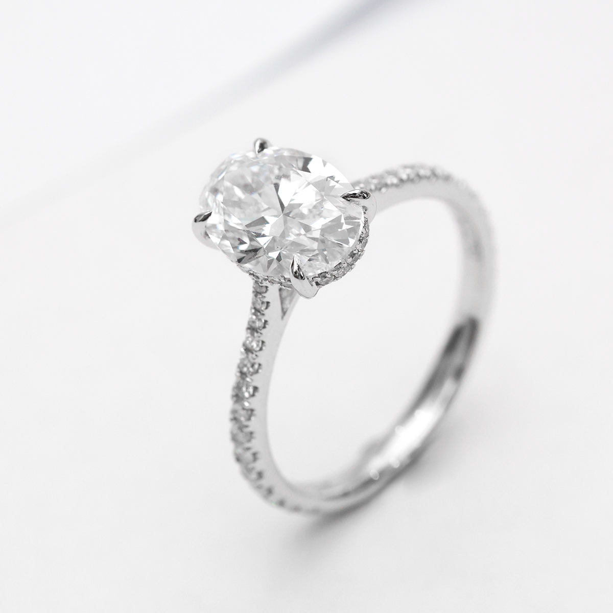  2.5 Carat Center Stone Oval Cut Hidden Halo Lab Grown Diamond Engagement Ring  (2.8 Ct Tw)-Light Mark
