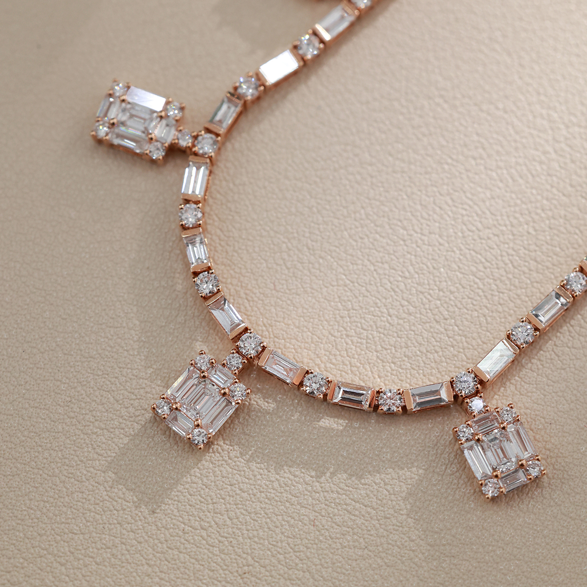 11 Carat Total Weight Dangle Cluster Diamond Set Lab Grown Diamond Riviera Necklace-Light Mark