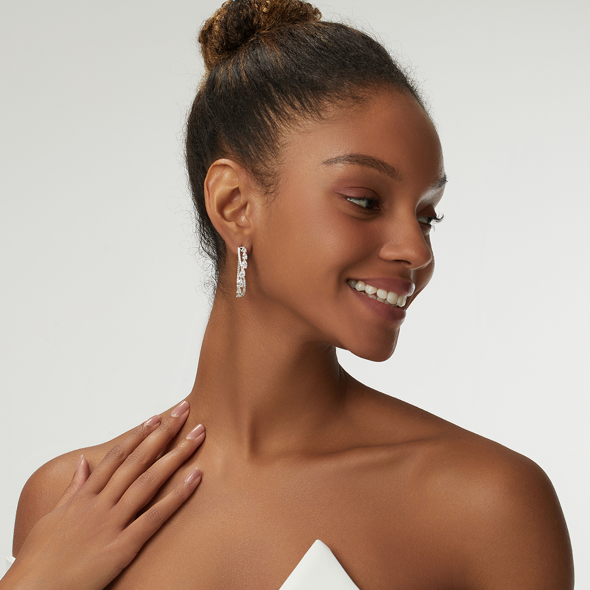 4.8 Carat Total Weight Pear Cut Lab Grown Diamond Double Row Crossover Inside-Out Hoop Earrings-Light Mark