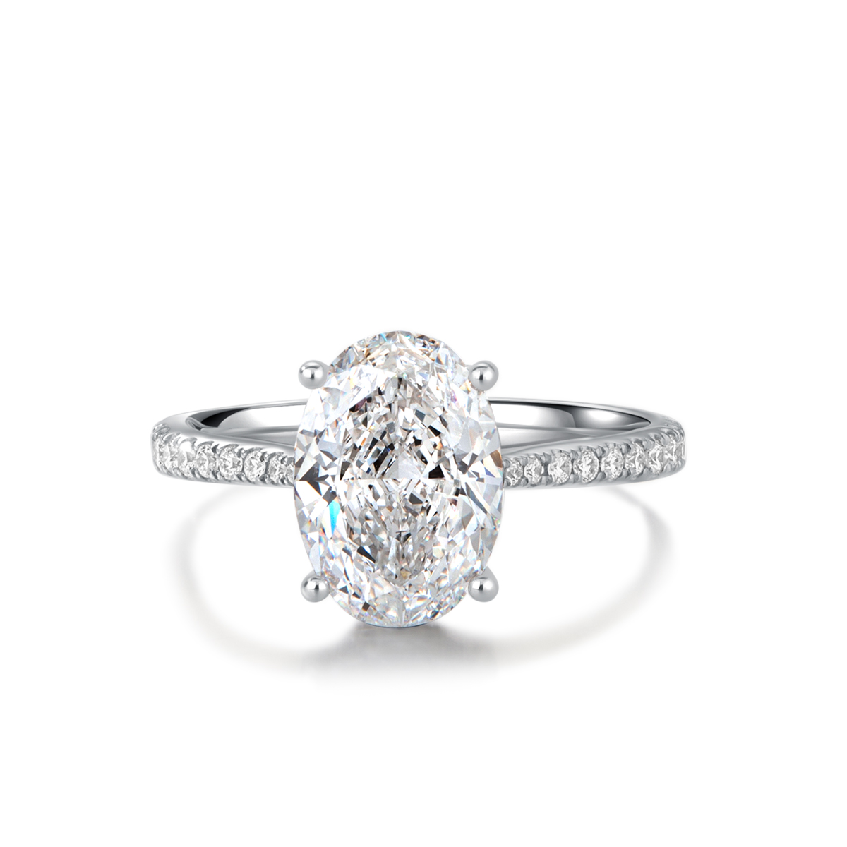  2.5 Carat Center Stone Oval Cut Hidden Halo Lab Grown Diamond Engagement Ring  (2.8 Ct Tw)-Light Mark