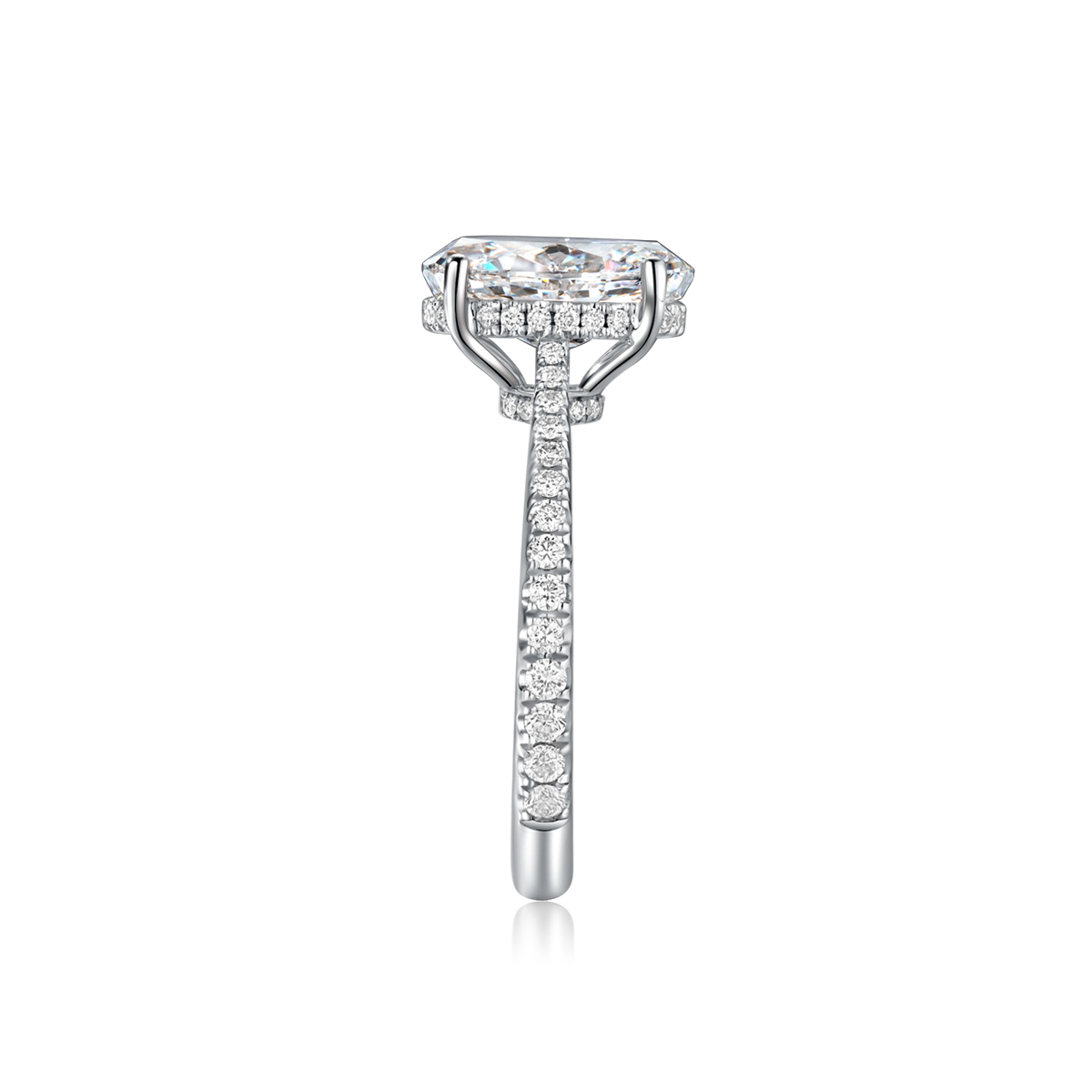 2.5 Carat Center Stone Oval Cut Hidden Halo Lab Grown Diamond Engagement Ring  (2.8 Ct Tw)-Light Mark