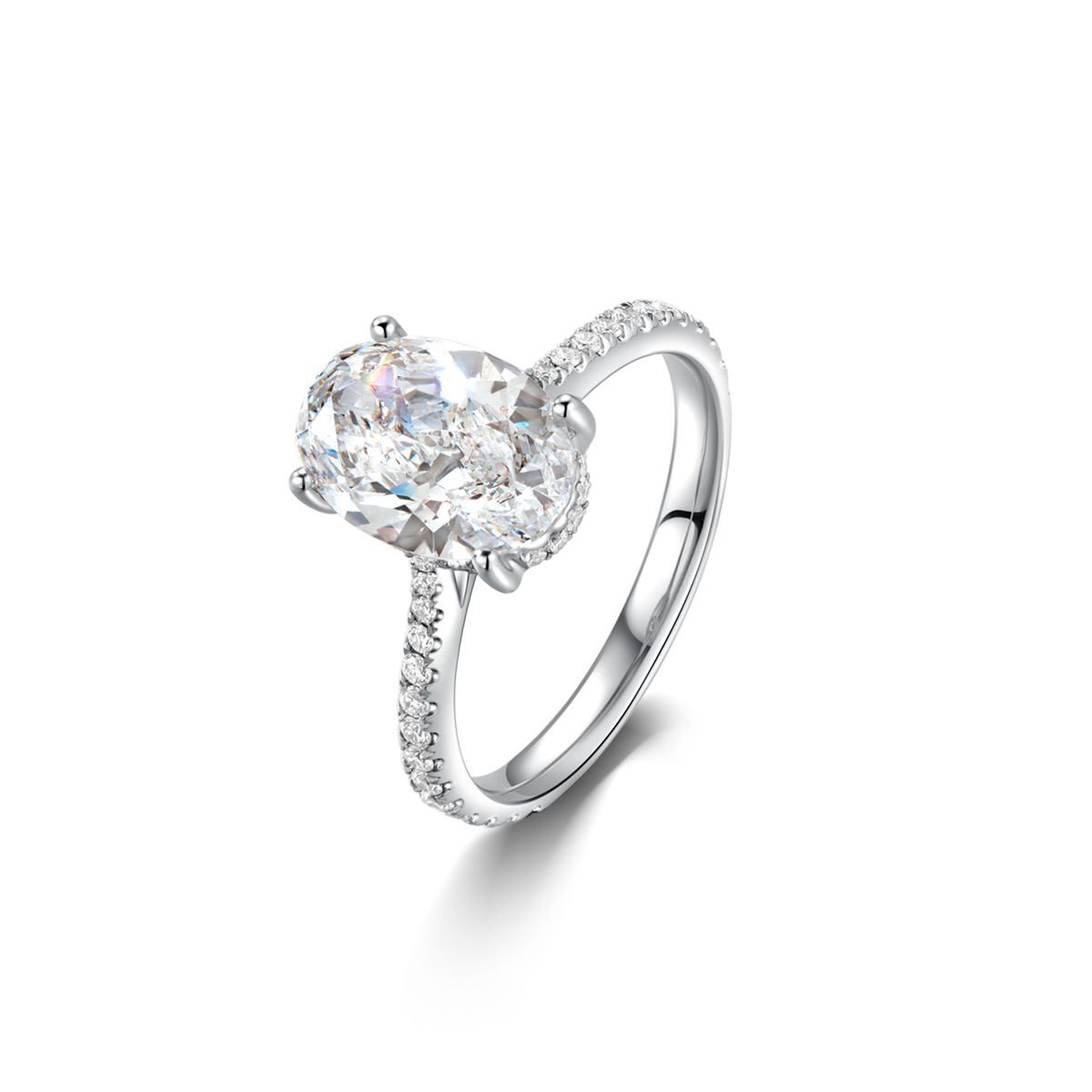  2.5 Carat Center Stone Oval Cut Hidden Halo Lab Grown Diamond Engagement Ring  (2.8 Ct Tw)-Light Mark