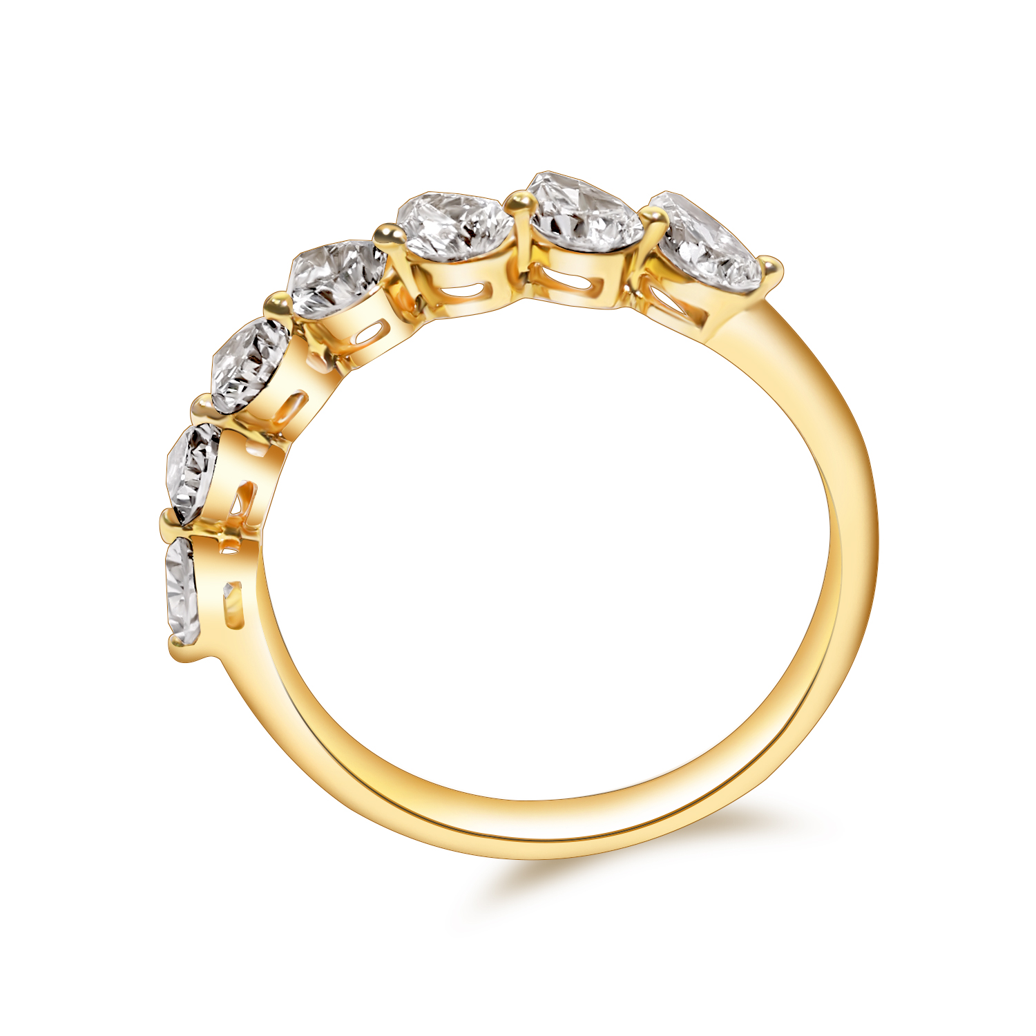 7 Stone Pear Cut Lab Grown Diamond Half Eternity Band in 18k Gold (1.4 Ct Tw)