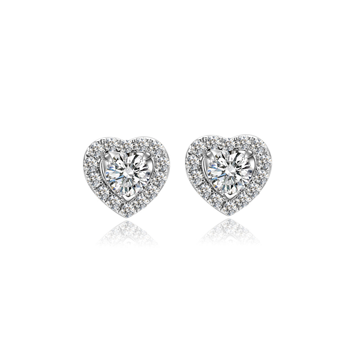Halo Heart Shape Lab Grown Diamond Stud Earrings in 18k Gold ( 1.6 Ct Tw)