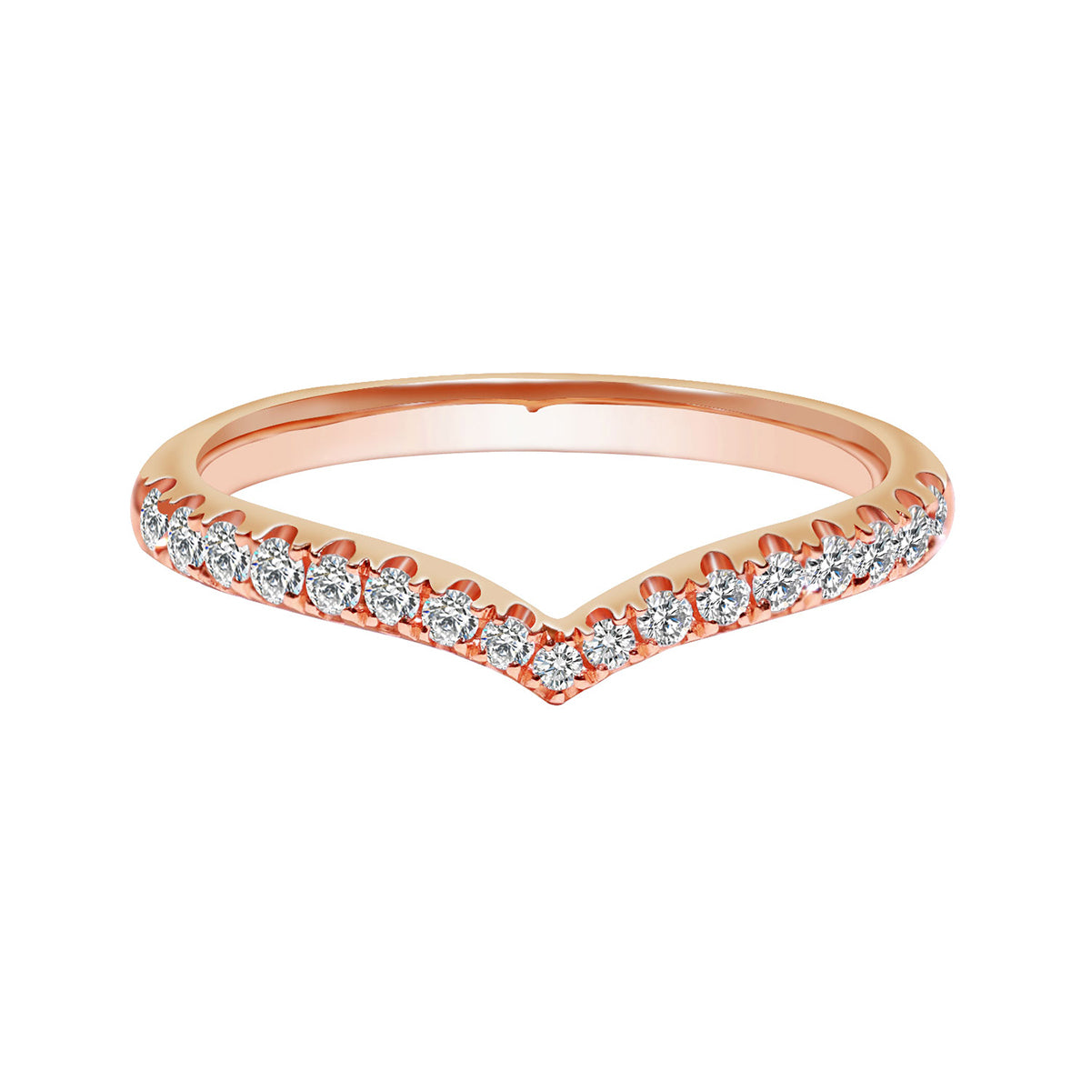 V-Shape Lab Grown Diamond Scallop Setting Ring in 18k Gold ( 0.2 Ct Tw)