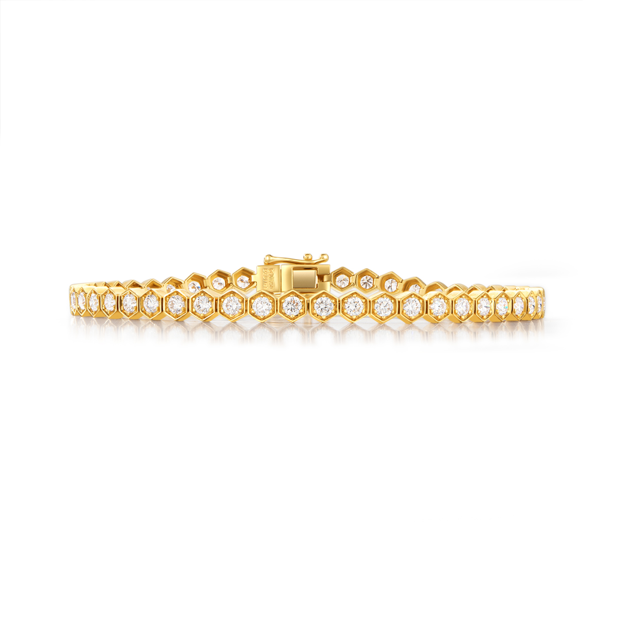 2 Carat Total Weight Hexagon Shape Bezel Set Round Cut Lab Grown Diamond Tennis Bracelet-Light Mark