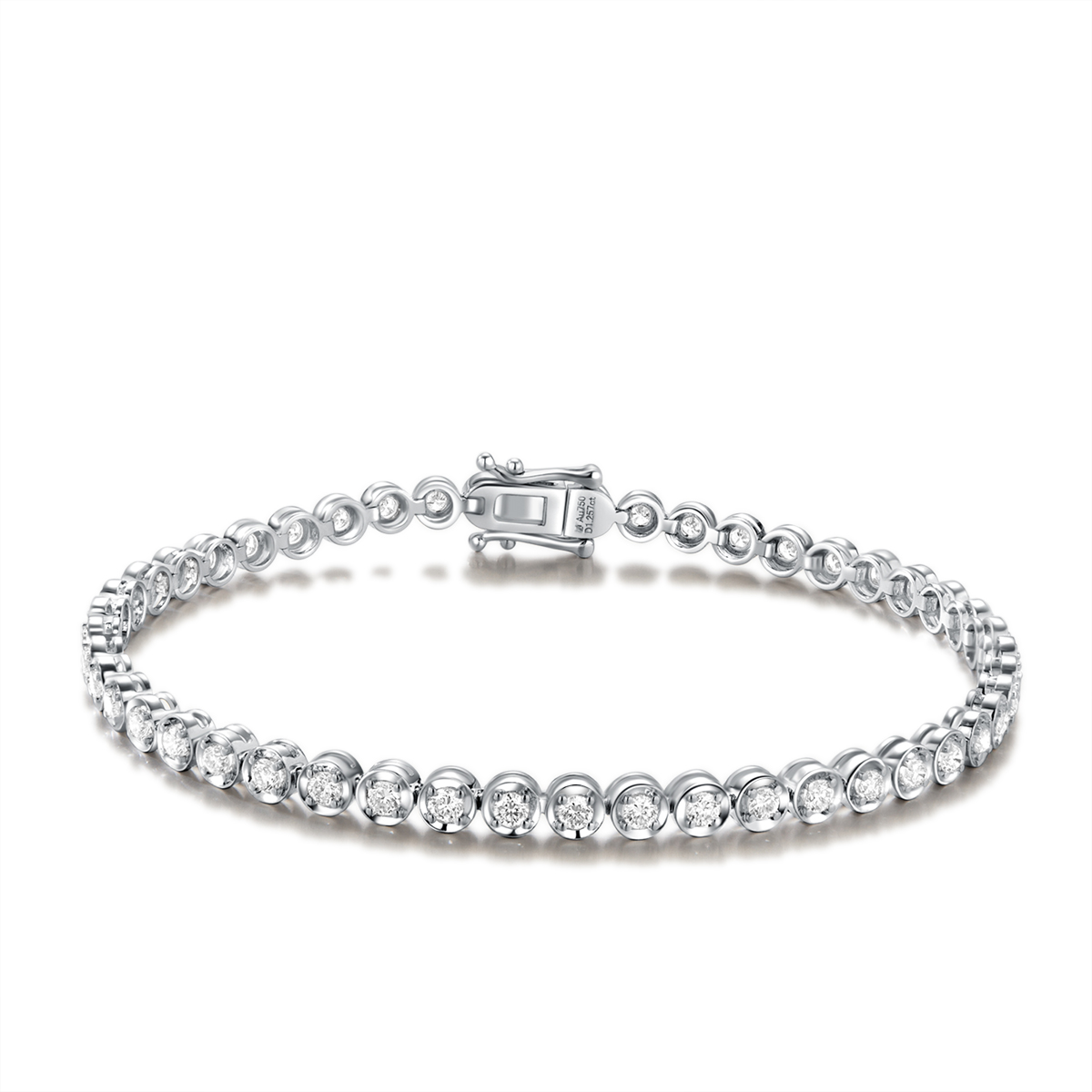 1.2 Carat Total Weight Round Cut Lab Grown Diamond Tennis Bracelet in 18k White Gold