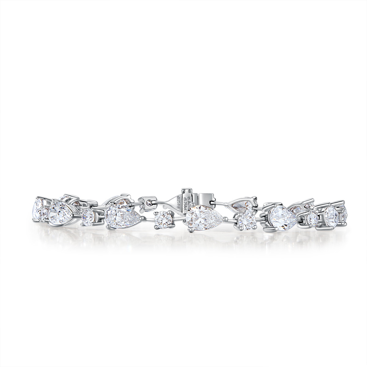 6.4 Carat Total Weight Round and Pear Cut Mix Shape Lab Grown Diamond Tennis Bracelet-Light Mark