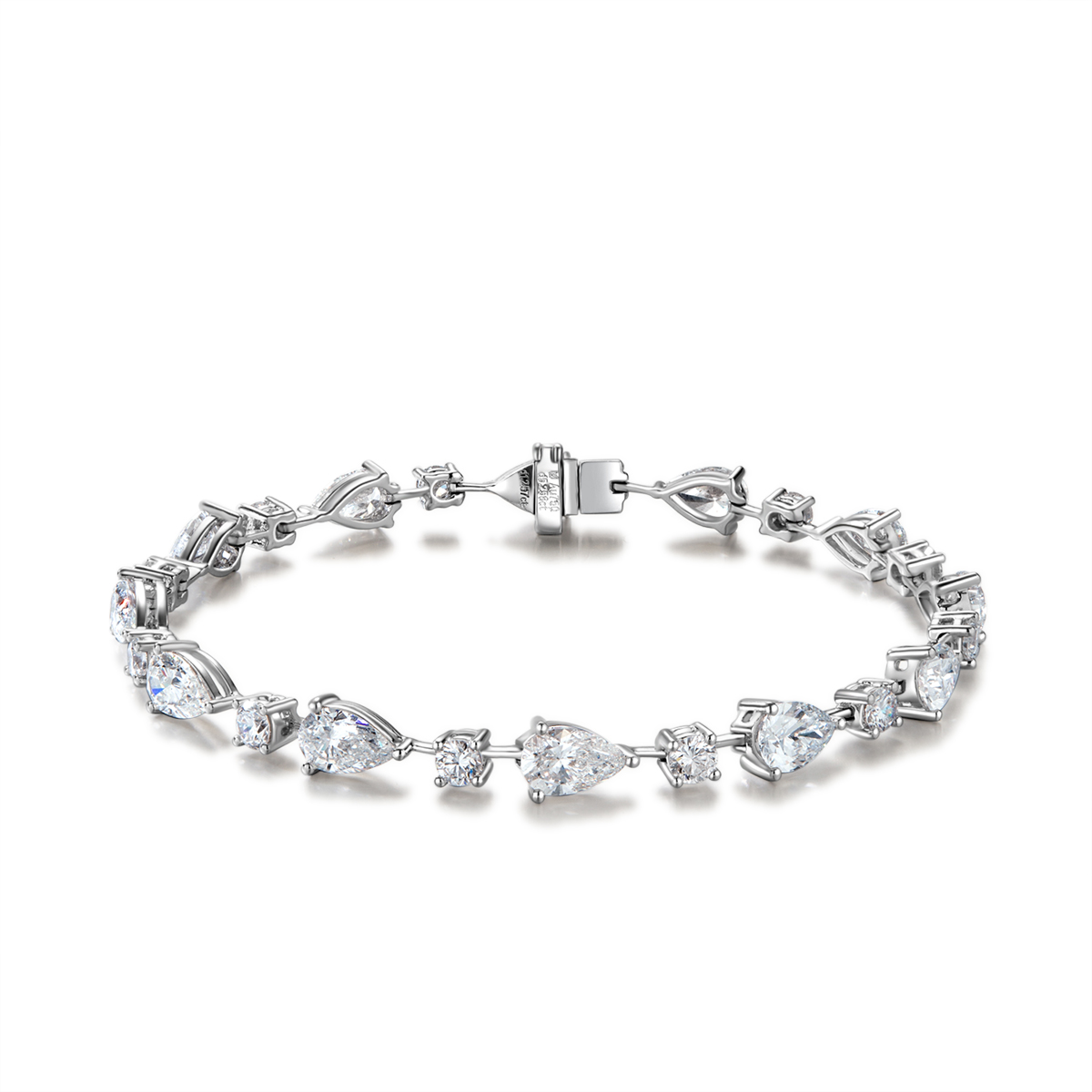 6.4 Carat Total Weight Round and Pear Cut Mix Shape Lab Grown Diamond Tennis Bracelet-Light Mark