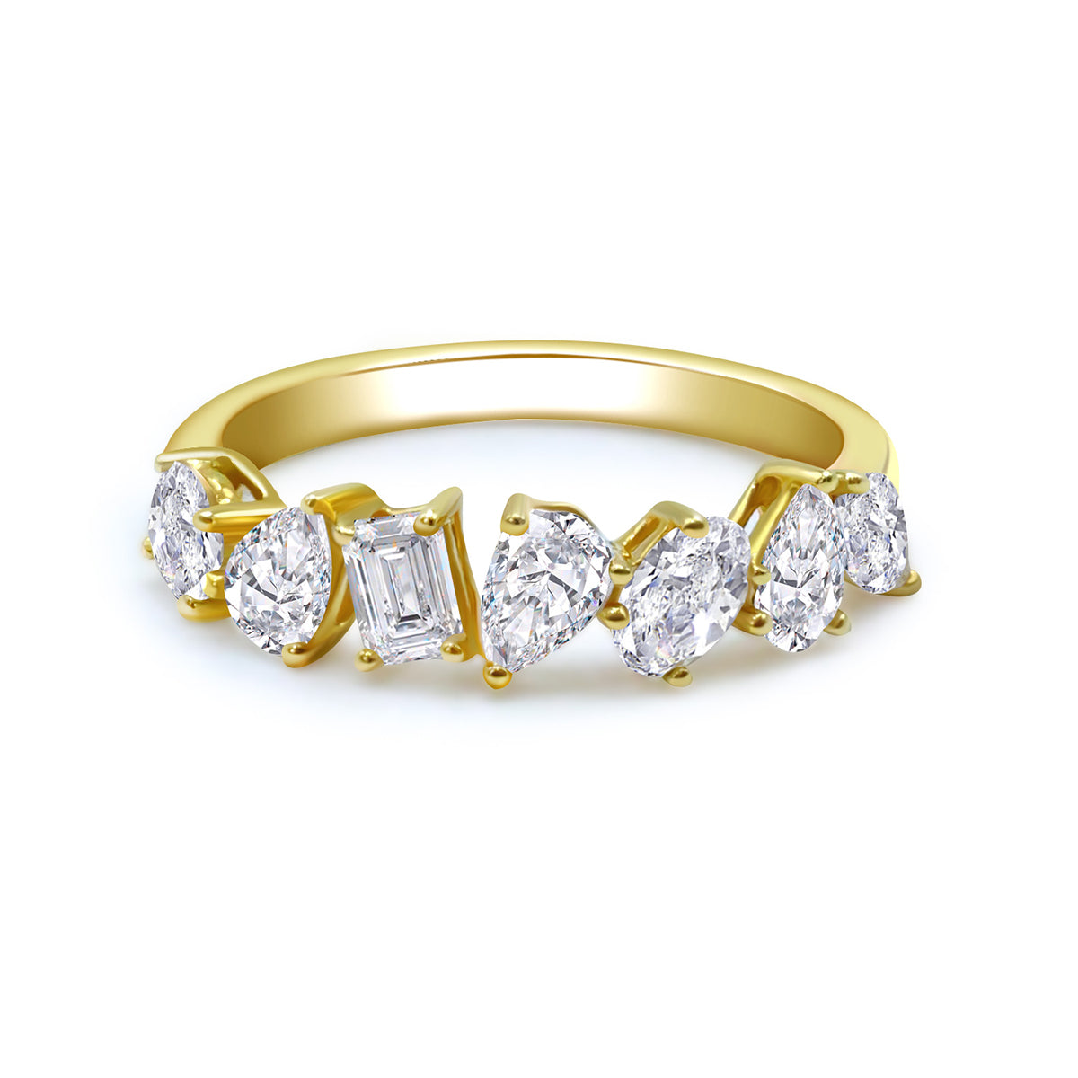7 Stone Multi Shape Lab Grown Diamond Ring in 18k Gold (1.3 Ct Tw)