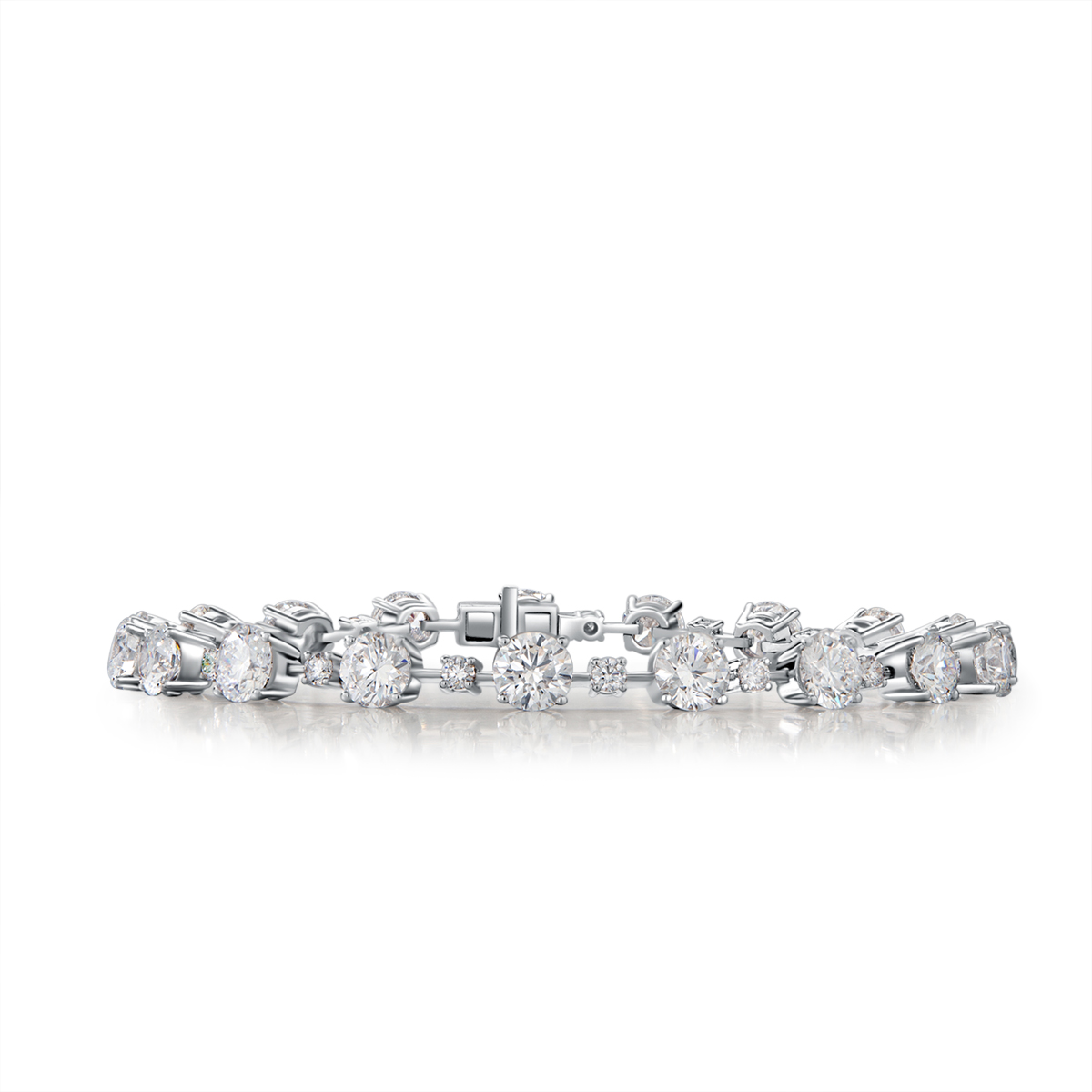 Rhythm Round Cut Lab Grown Diamond Tennis Bracelet  in 18k White Gold  (6.8 Ct Tw)