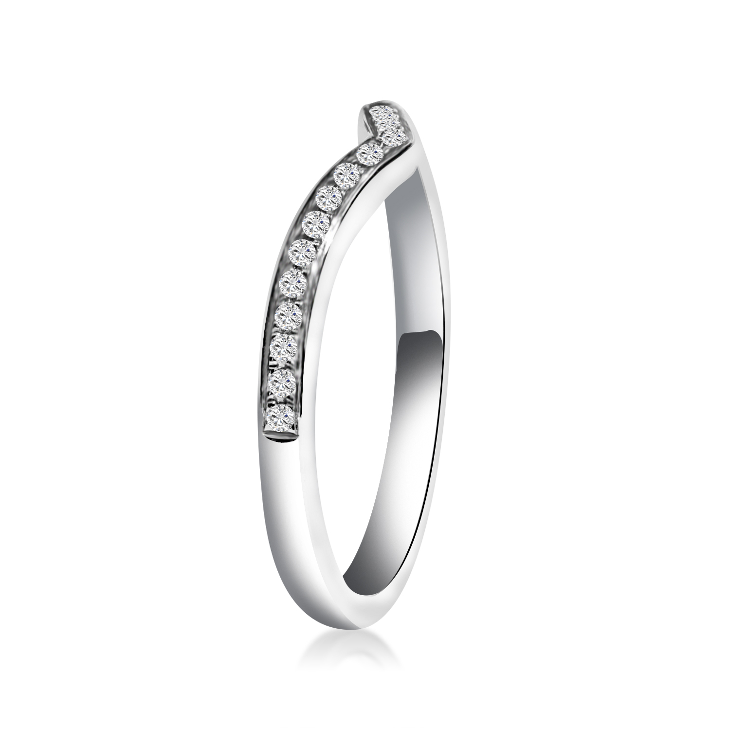 V Shape Channel Set Lab Grown Diamond Wedding Ring ( 0.1 Ct Tw)