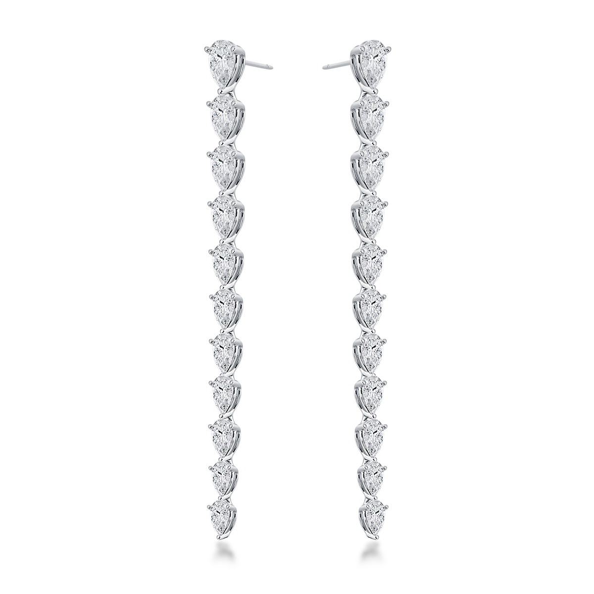 6.3 Carat Total Weight Pear Cut Lab Grown Diamond Linear Drop Earrings