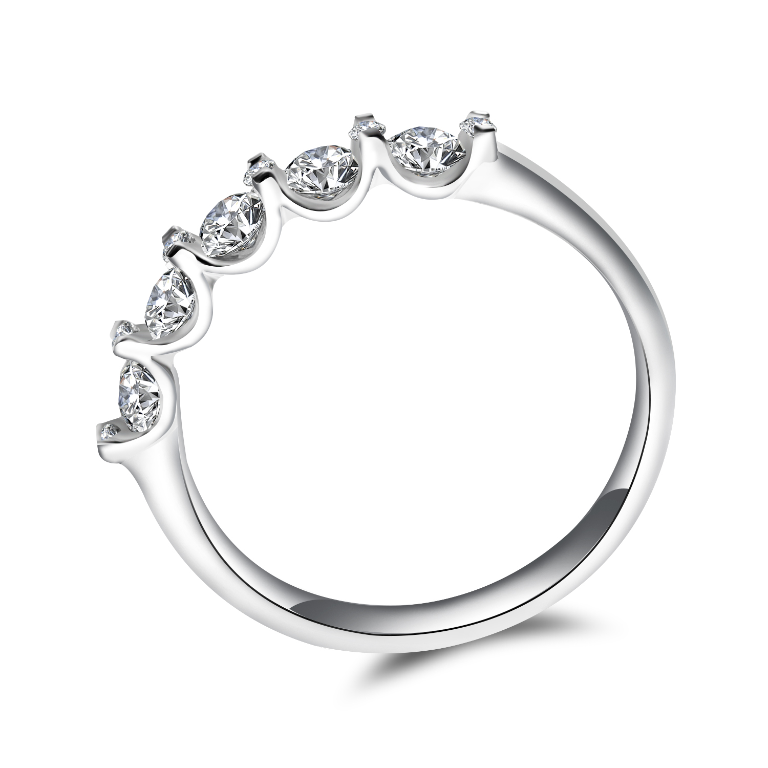 11 Stone Lab Grown Diamond Floating Arches Anniversary Ring in 18k Gold ( 0.4 Ct Tw)
