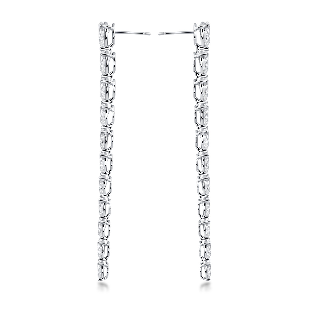 7.3 Total Carat Weight Pear Shape Lab Diamond Linear Drop Earrings in 18k White Gold 