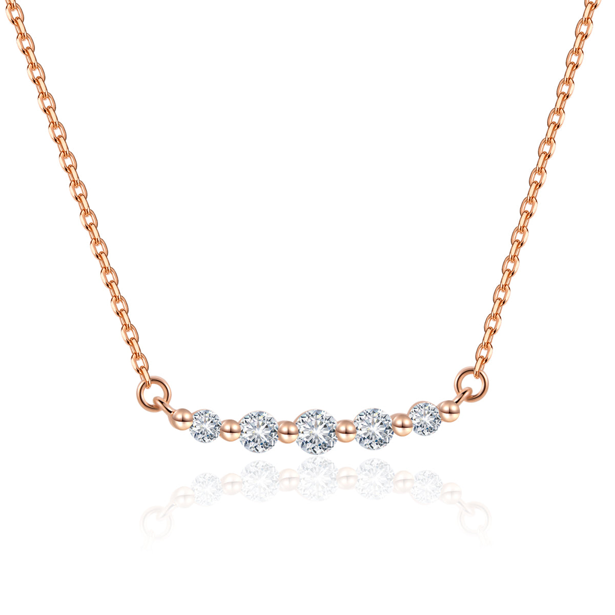 5 Stone Graduated Lab Grown Diamond Smile Necklace (0.15 Ct Tw)