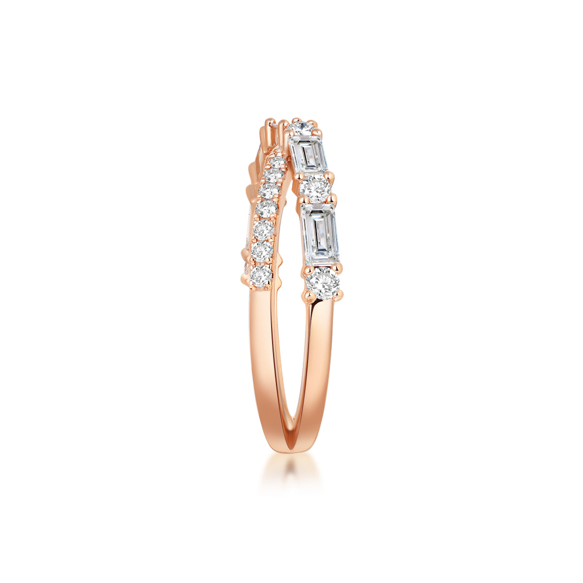 Baguette Cut Lab Grown Diamond Crossover Coil Ring in 18k Gold