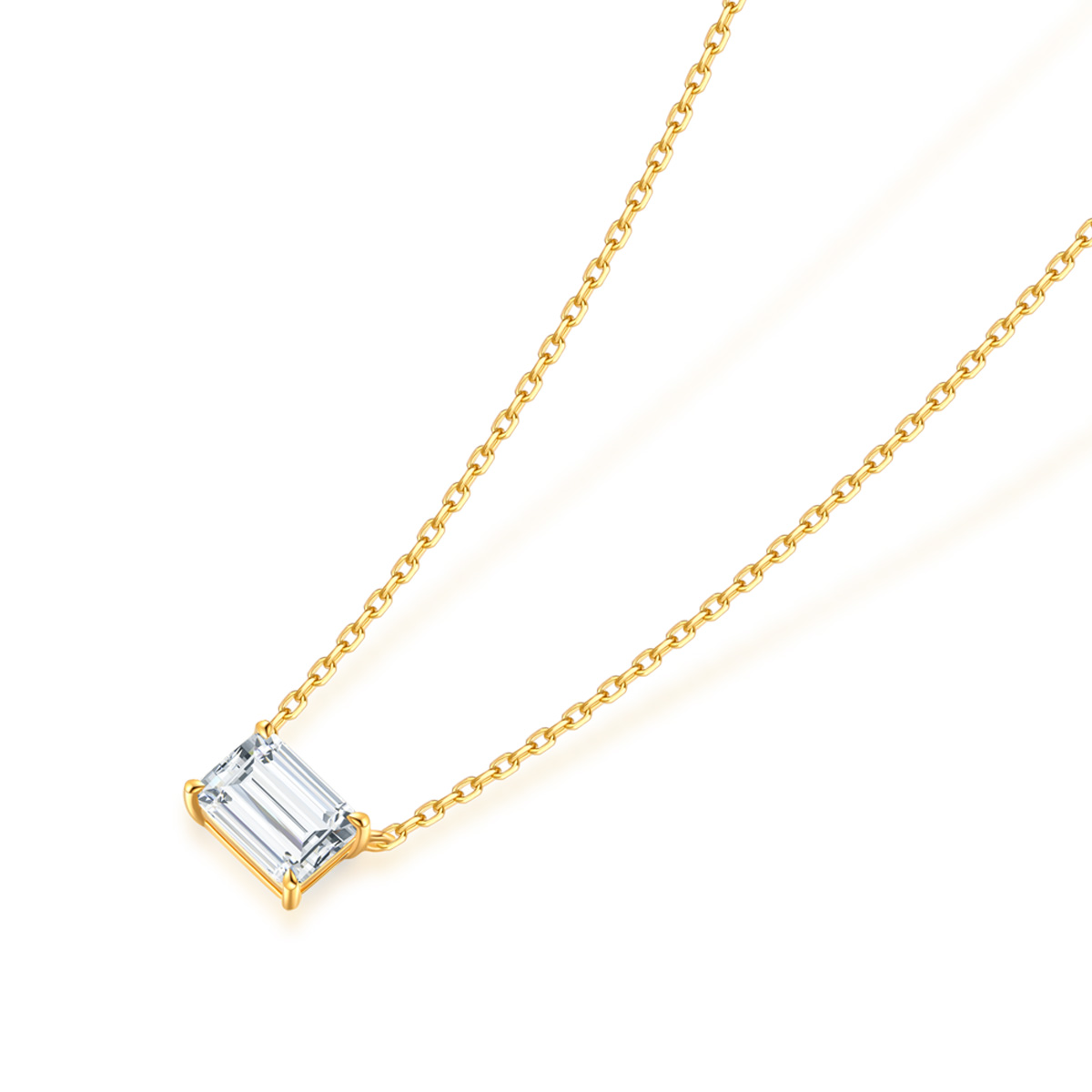 Emerald Cut Lab Grown Diamond Solitaire Pendant Necklace in 18k Gold ( 0.8 Ct Tw)