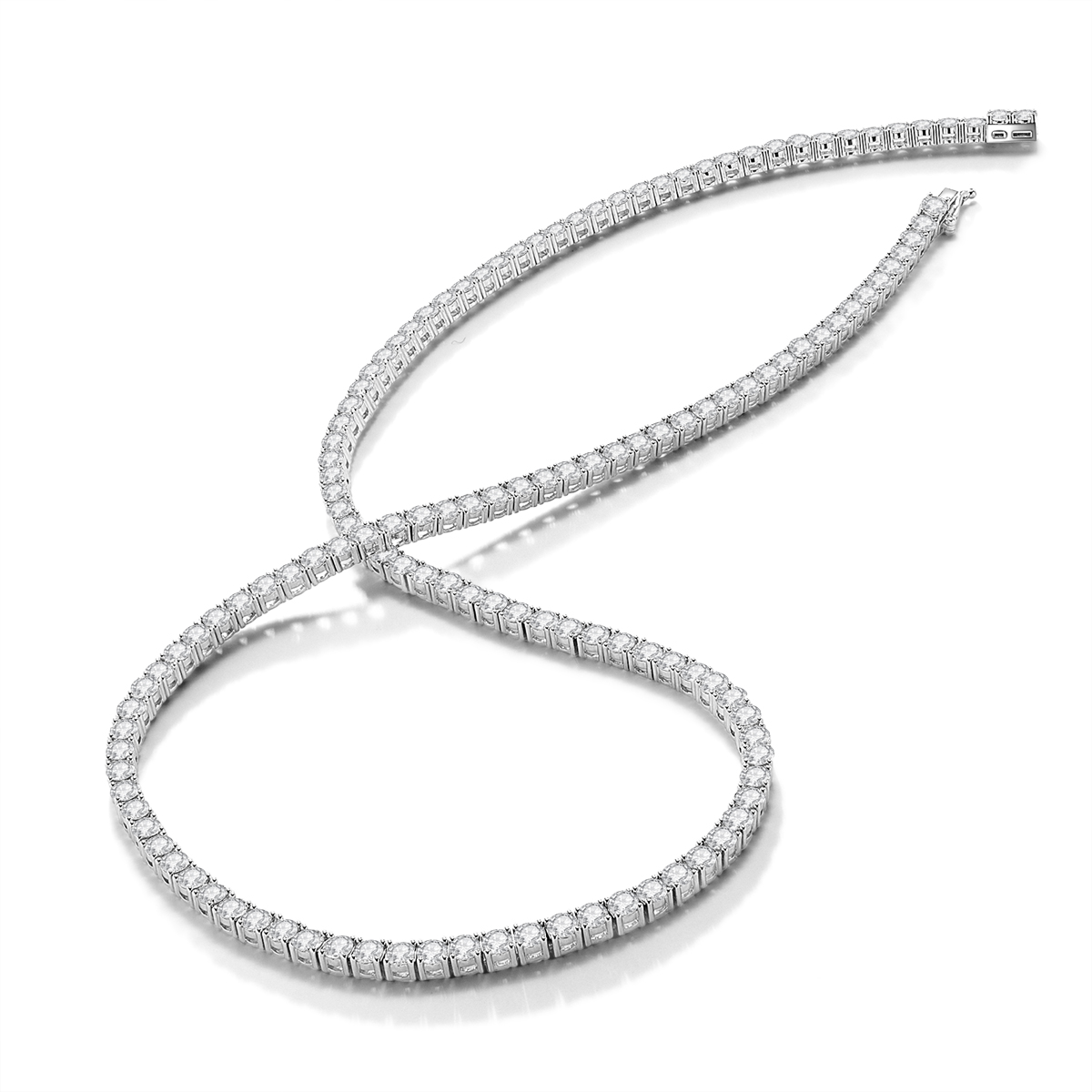 Round Cut Cut Lab Grown Diamond Tennis Necklace in 18k Gold ( 11.8 Ct Tw)