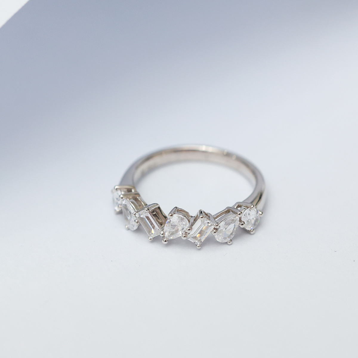 1.4 Carat Total Weight Mixed Shape Lab Grown Diamond Anniversary Ring Wedding Band in 18k White Gold