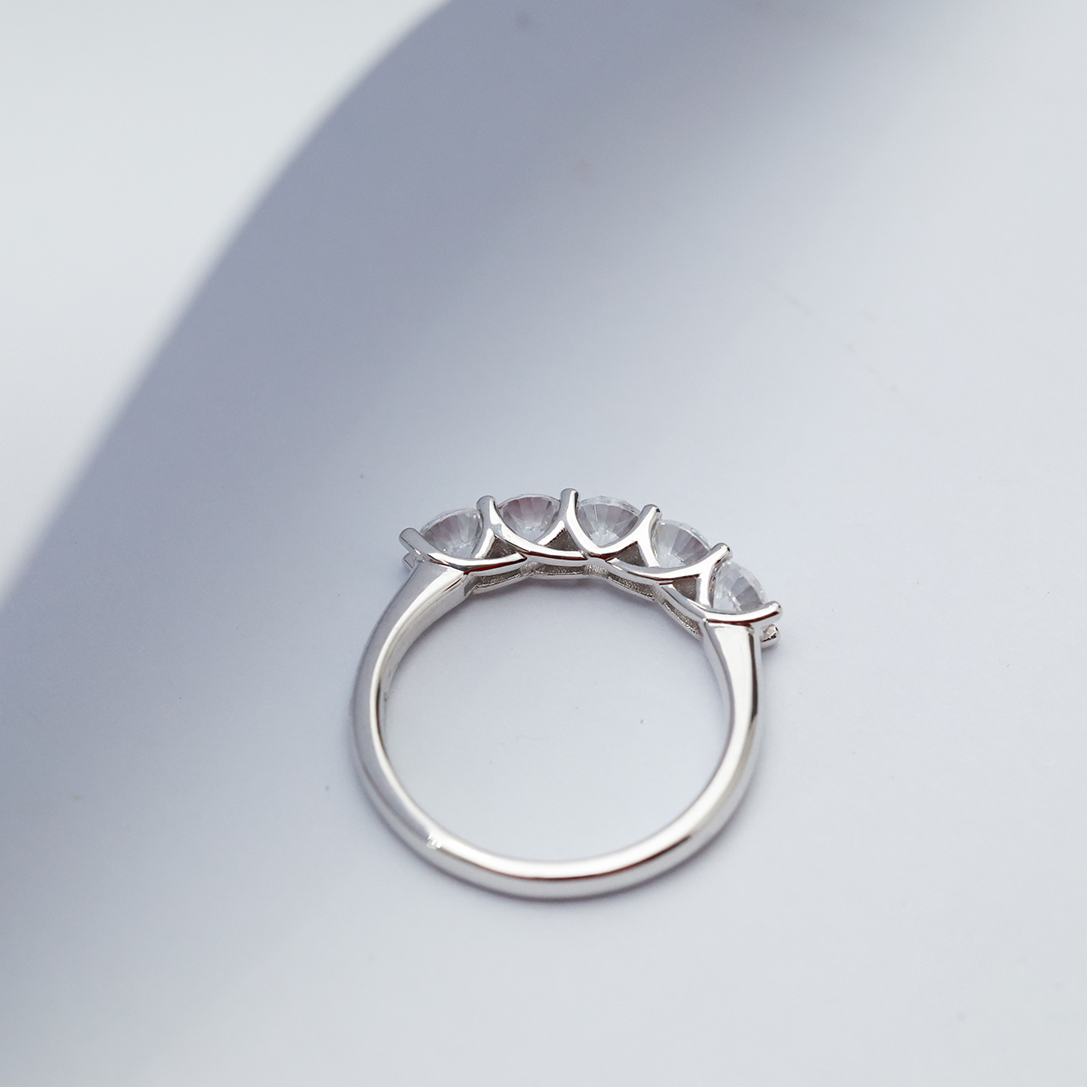 1.2 Carat Total Weight 5 Stone Round Cut Lab Grown Diamond Wedding Ring Half Eternity Band-Light Mark