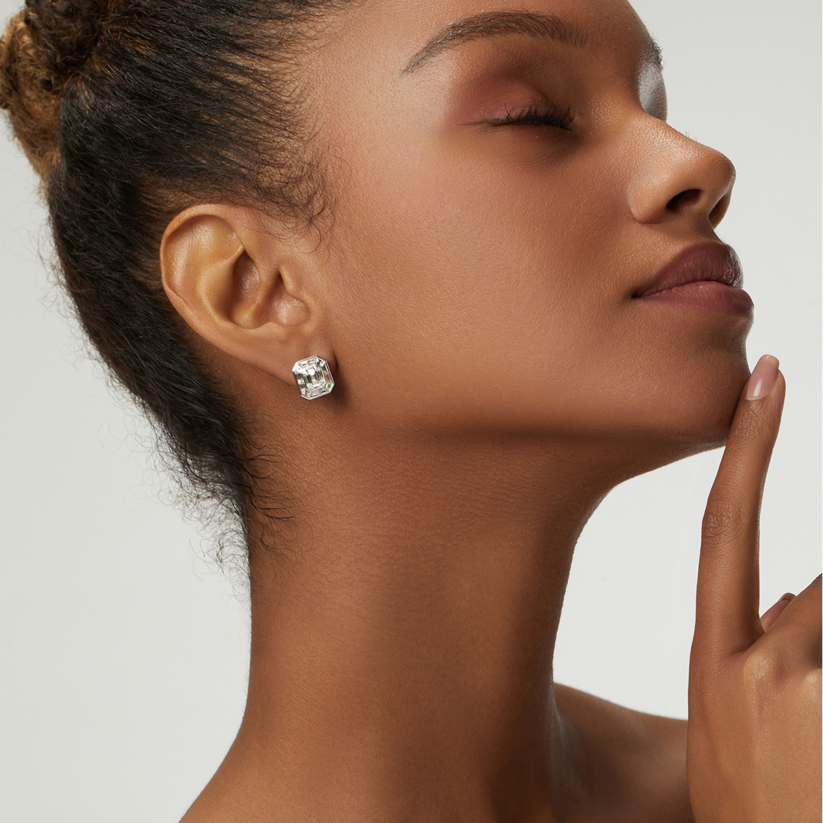 3.6 Carat Total Weight Halo Emerald Cut Lab Grown Diamond Stud Earrings in 18k White Gold