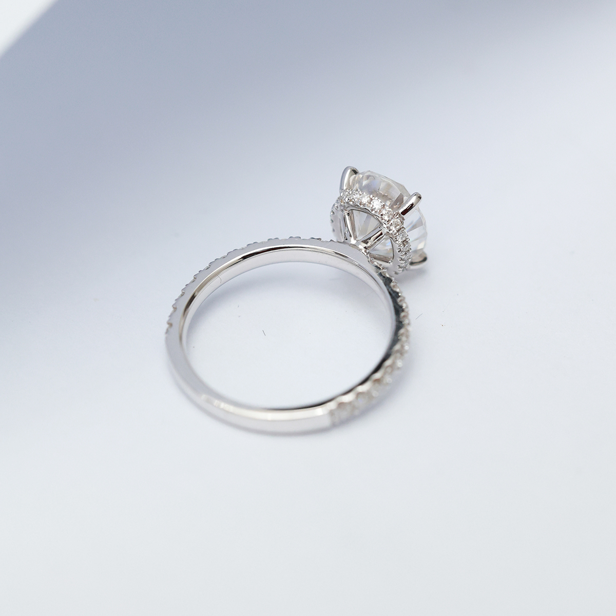 3 Carat Center Stone Oval Cut Lab Grown Diamond Hidden Halo Engagement Ring (3.5 Ct Tw)-Light Mark