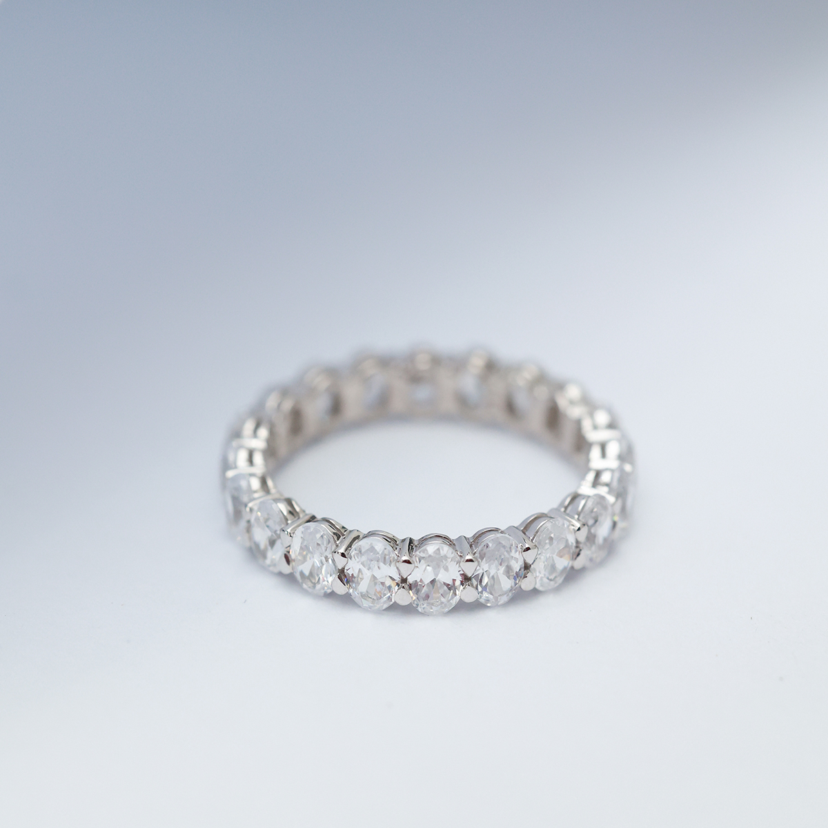 3 Carat Total Weight Oval Cut Lab Grown Diamond Full Eternity Wedding Ring Anniversary Band-Light Mark
