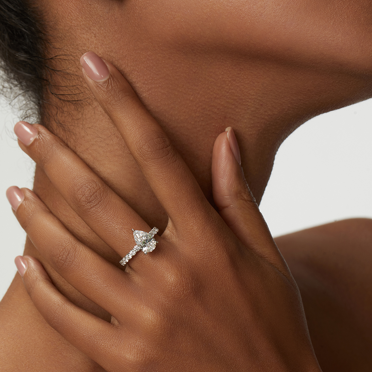 IGI Certificated  3 Carat Total Weight Pear Cut Lab Grown Diamond Engagement Ring in 18k White Gold