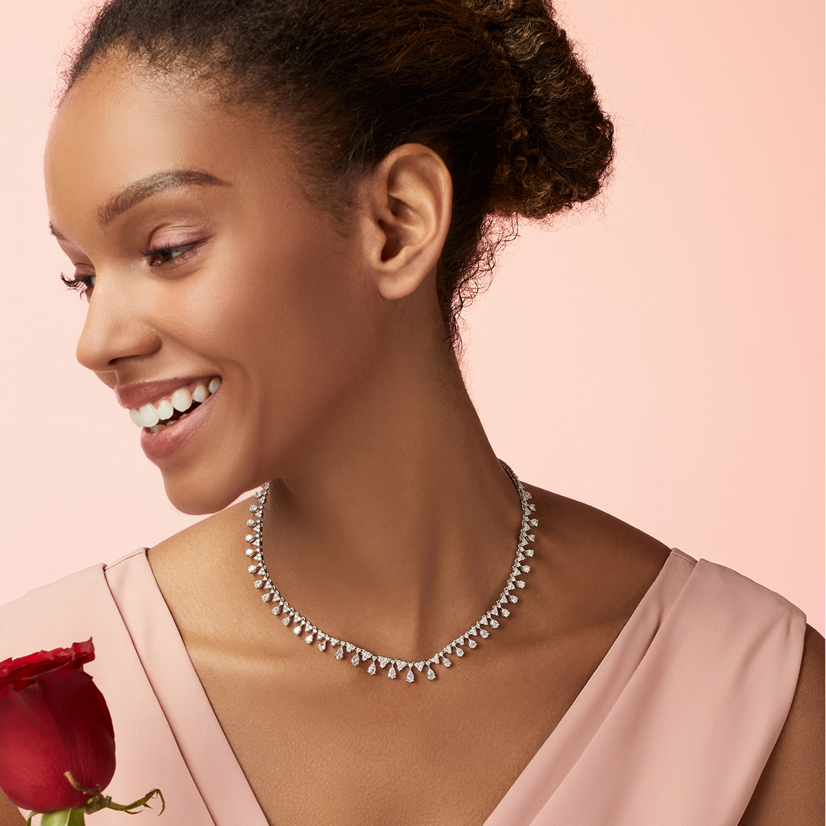  9 Carat Total Weight Mixed Cut Graduating Lab Grown Diamond Dangle Necklace in 18k White Gold