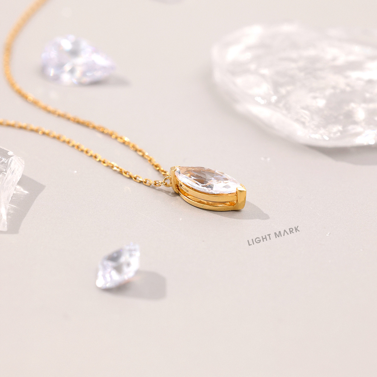 Marquise Cut Lab Grown Diamond Solitaire Pendant Necklace in 18k Gold ( 0.3 Ct Tw)