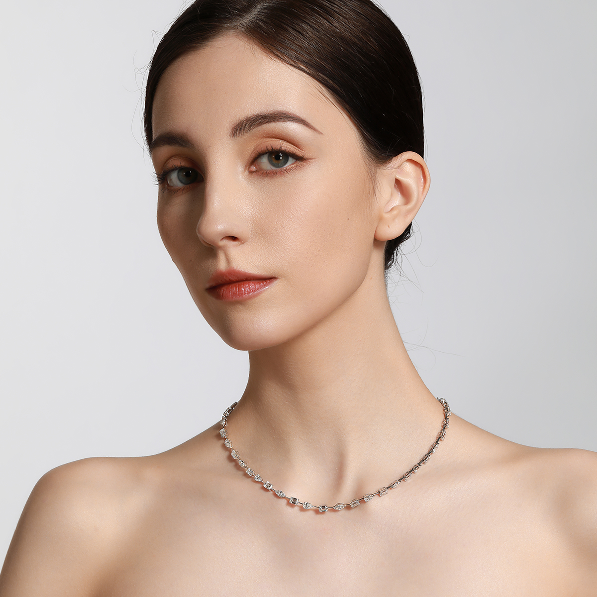  7 Carat Total Weight Fancy  Mix Shape Lab Grown Diamond Necklace In 18k White Gold