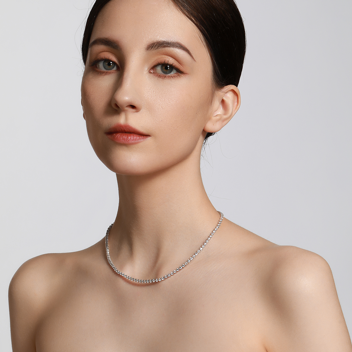 10.7 Total Carat Weight Brilliant Round Cut Lab Grown Diamond Diamond Tennis Necklace-Light Mark
