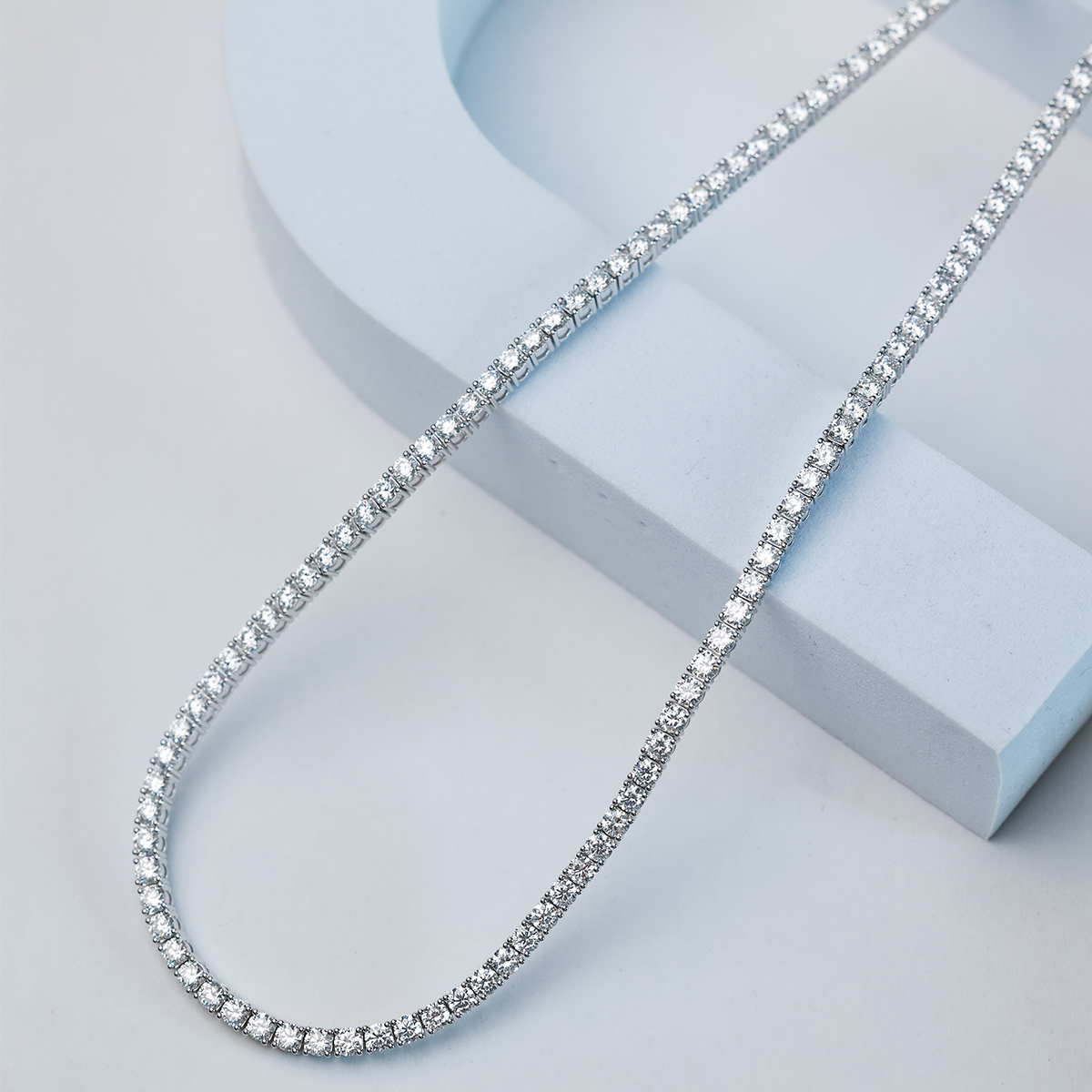 11.8 Carat Total Weight Round Cut Lab Grown Diamond Tennis Necklace