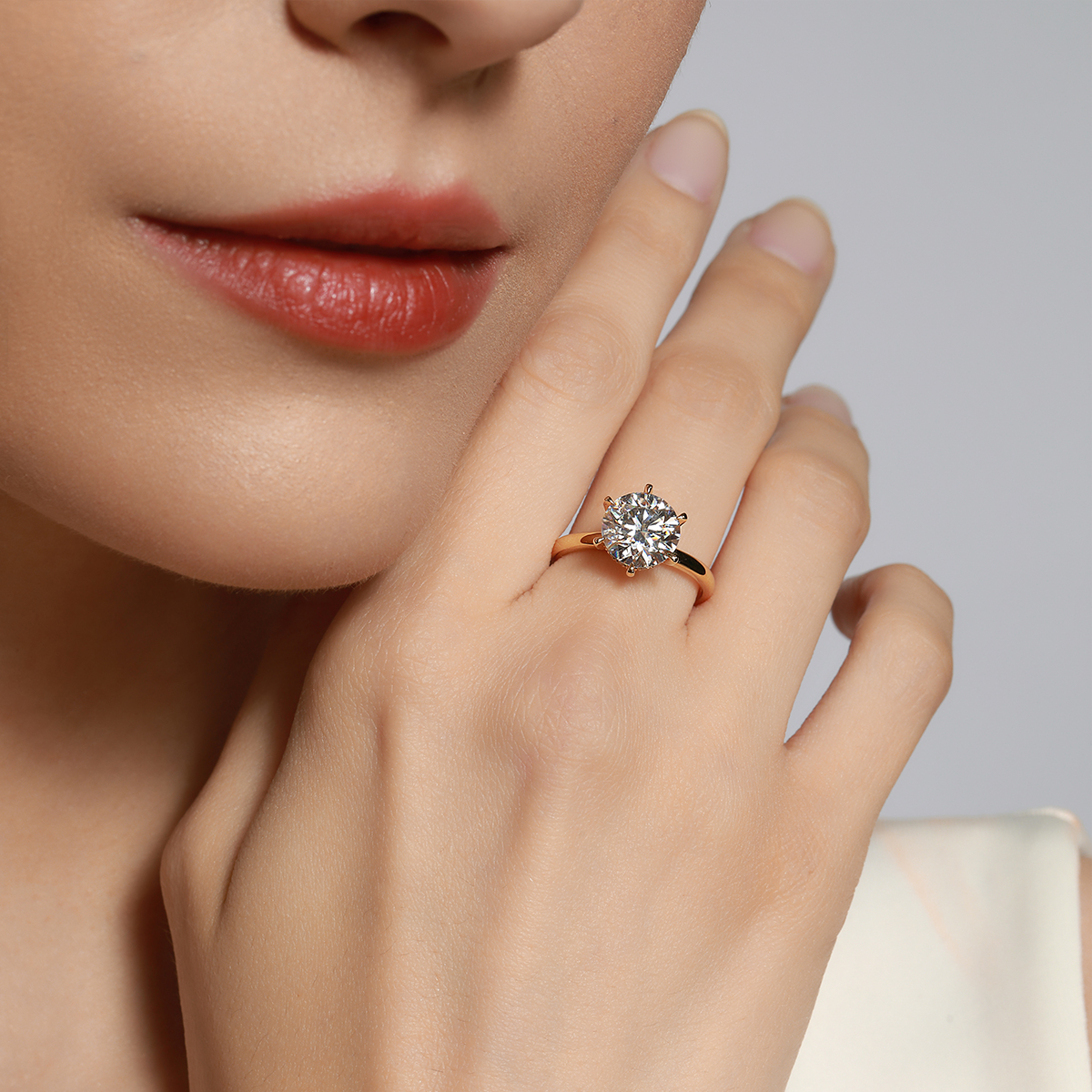 3 Carat Center Stone Brilliant Round Cut Lab Grown Diamond Hidden Halo Engagement Ring  (3.1 Ct Tw)-Light Mark