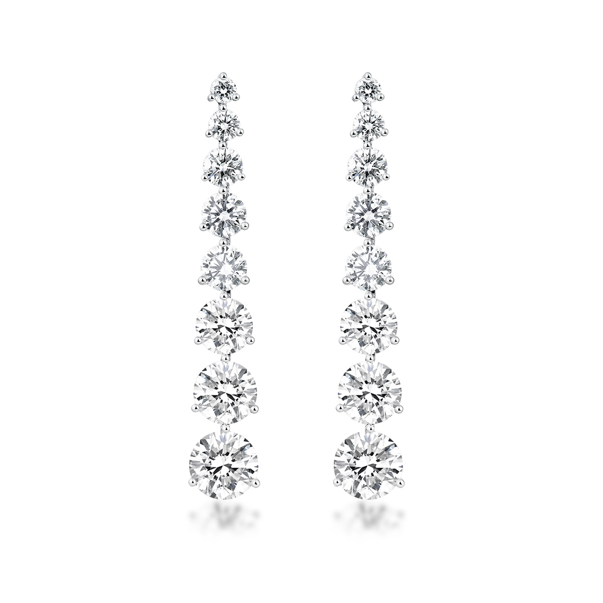 LMEW0003  Round Shape 8 Stone Lab Grown Diamond Liner Drop Earring in 18k White Gold (6.8 ct. tw.)