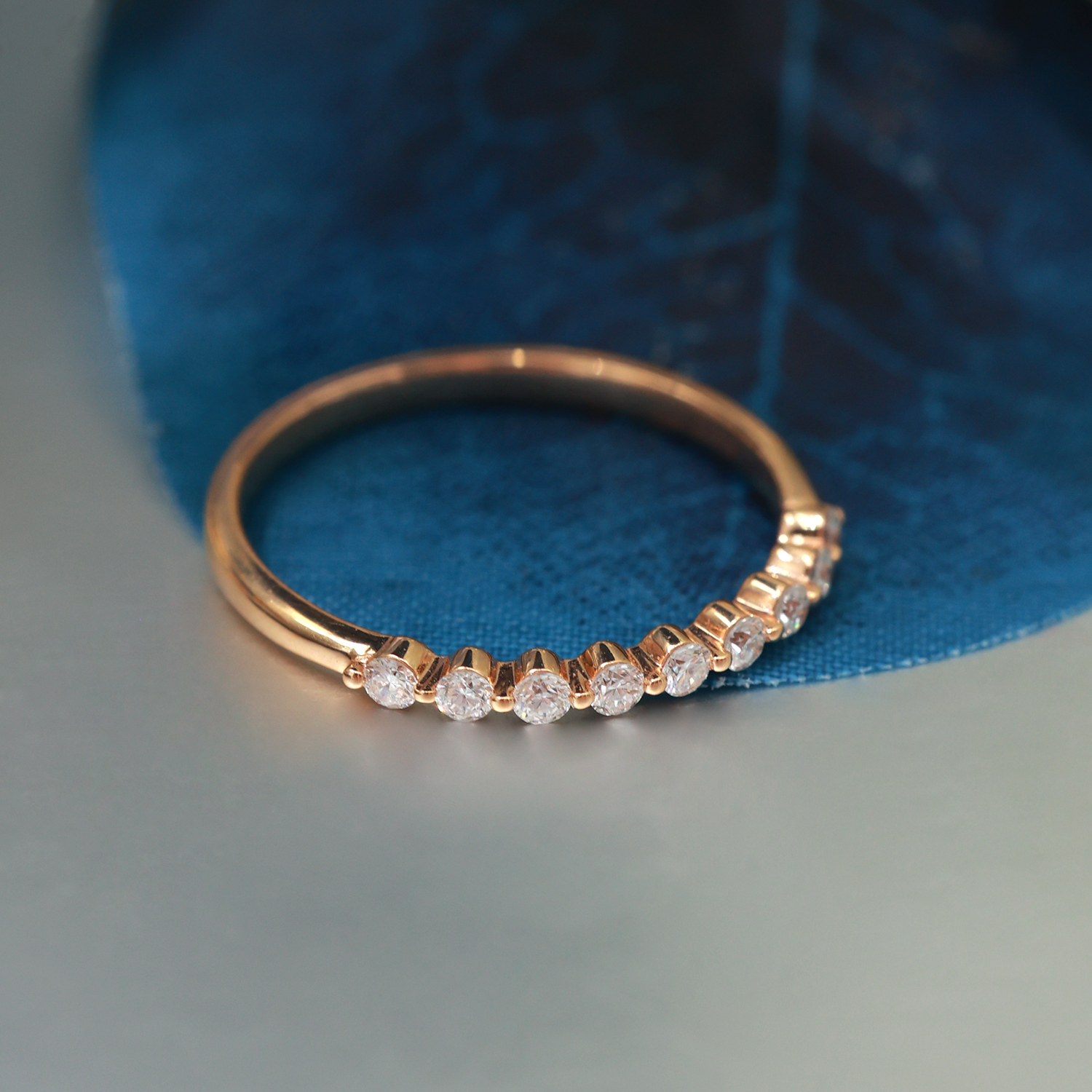 9 Stone Round Cut Lab Grown Diamond Bezel Set Ring in 18k Gold ( 0.2 Ct Tw)