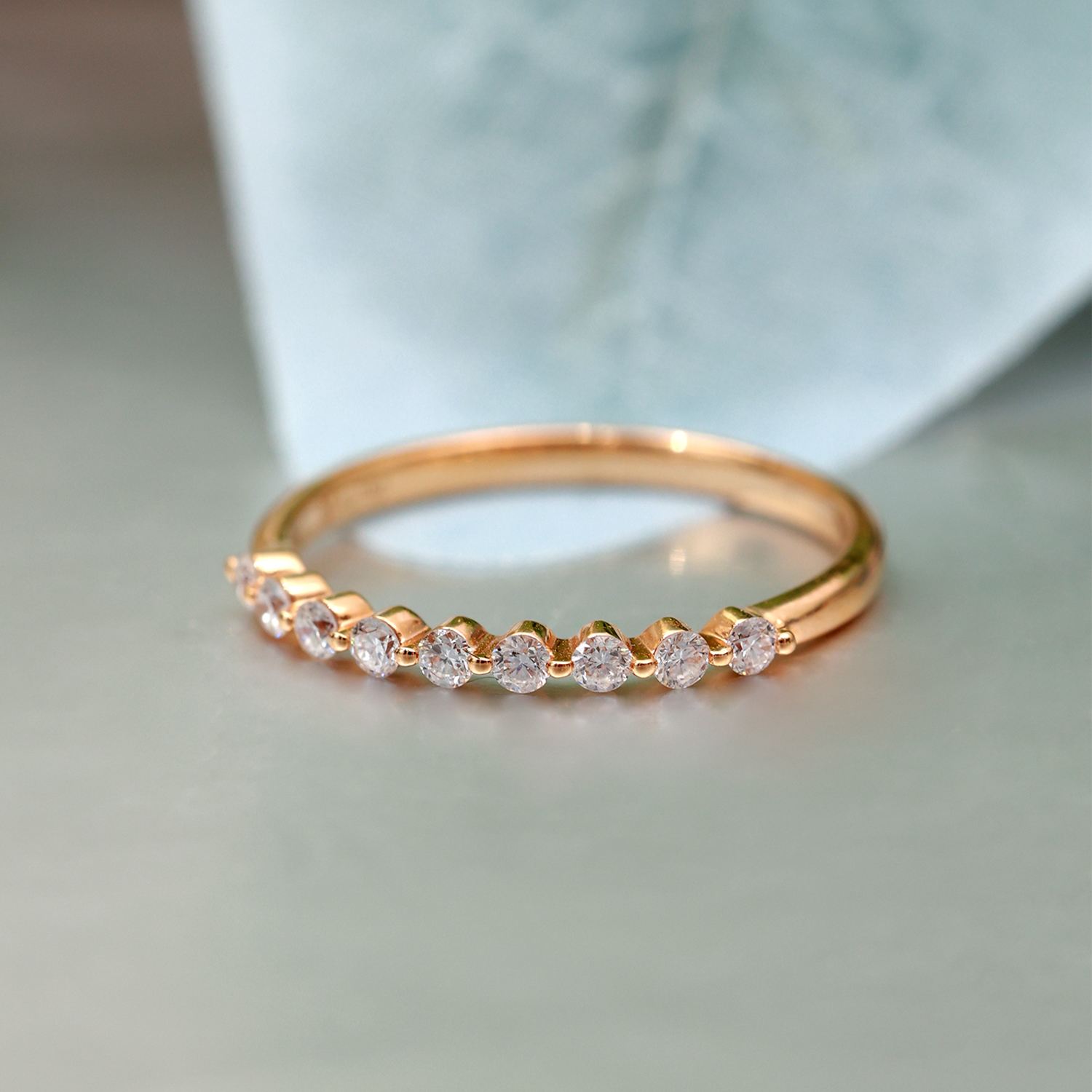 9 Stone Round Cut Lab Grown Diamond Bezel Set Ring in 18k Gold ( 0.2 Ct Tw)