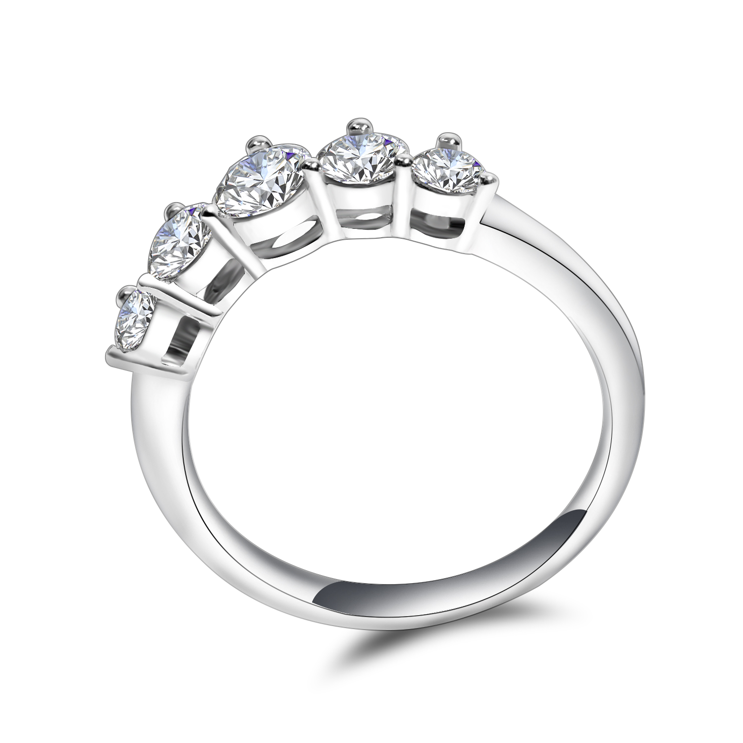 5-Stone Graduated Round Cut Lab Grown Diamond Ring in 18k Gold ( 0.8 Ct Tw)