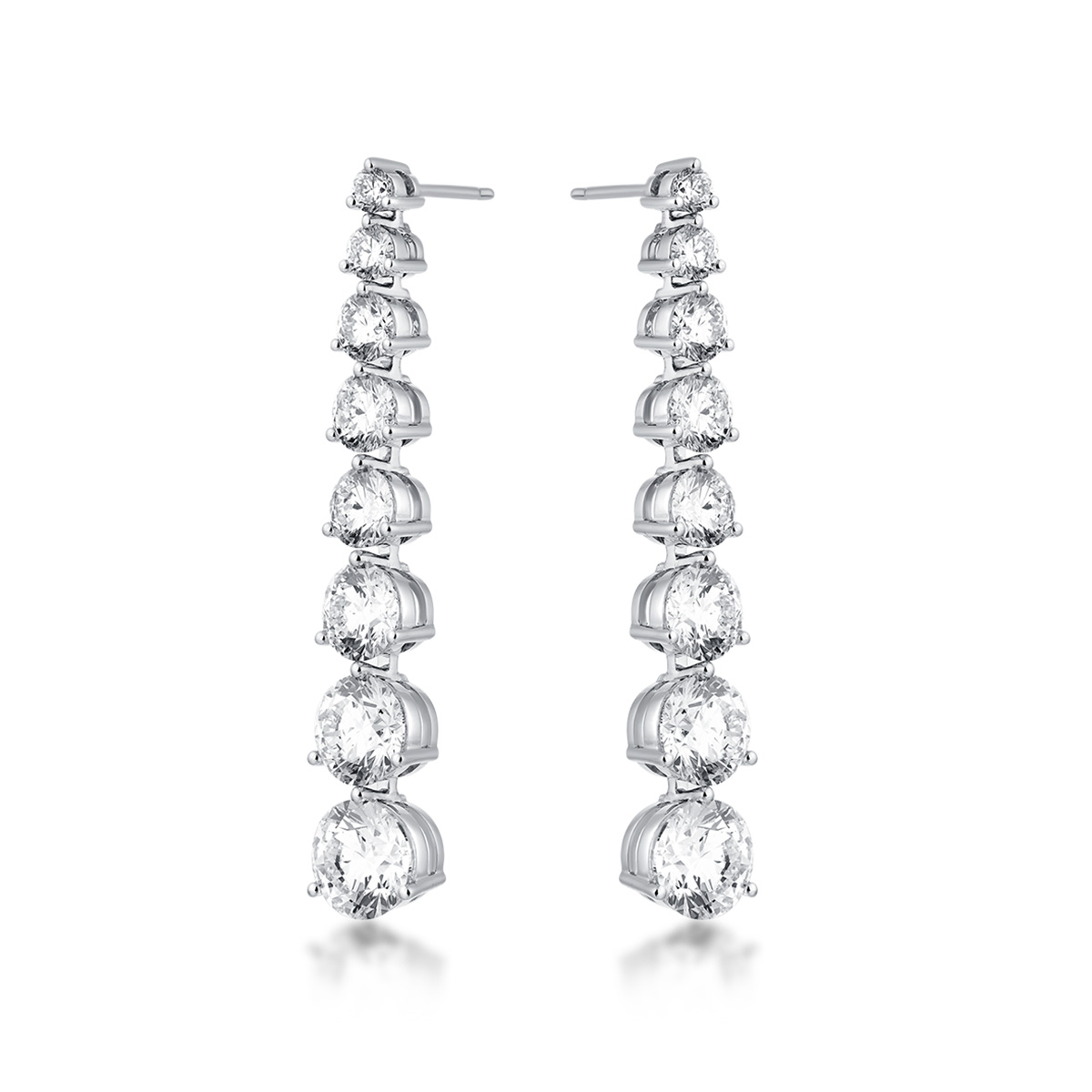 LMEW0003  Round Shape 8 Stone Lab Grown Diamond Liner Drop Earring in 18k White Gold (6.8 ct. tw.)